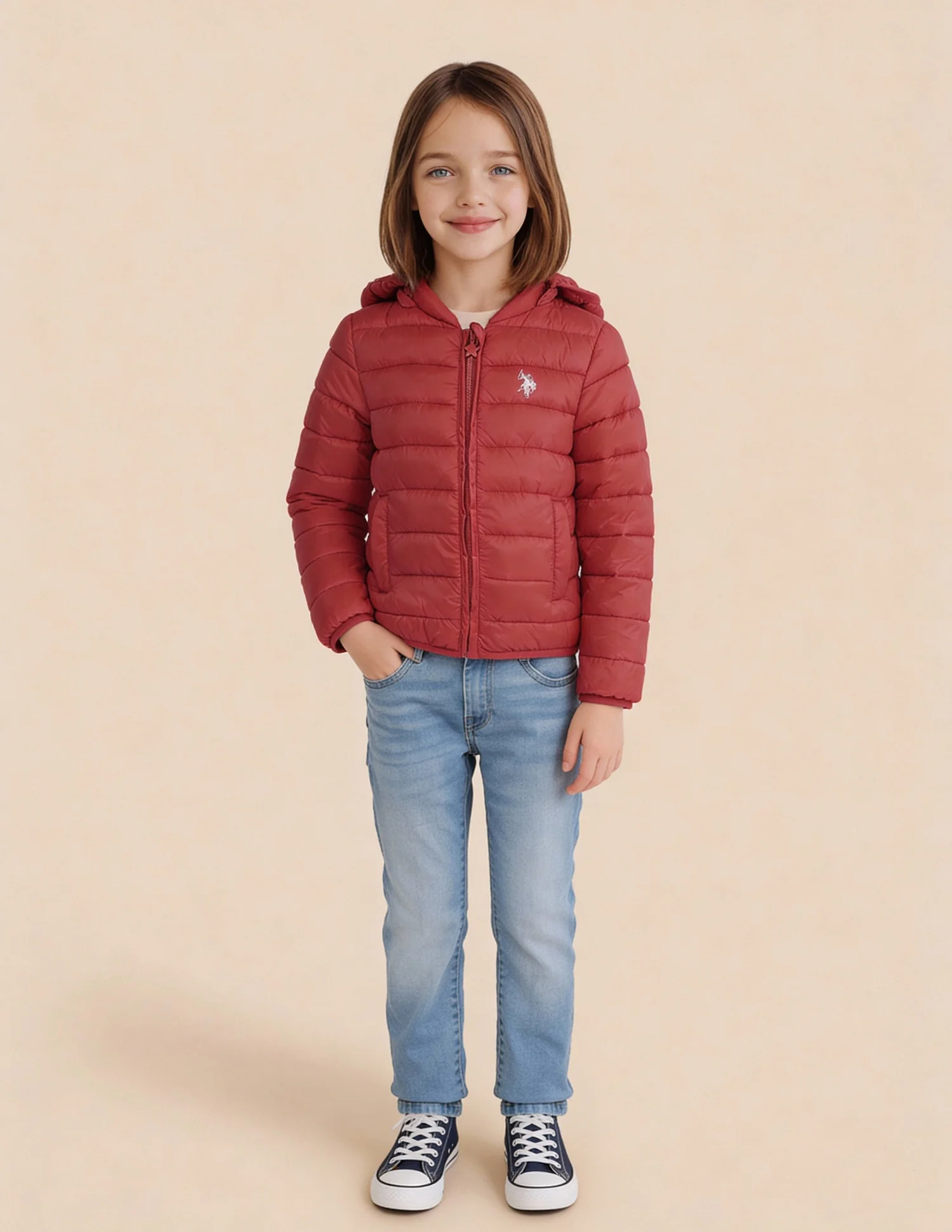Girls Solid Regular Fit Packable Jacket - Image 3