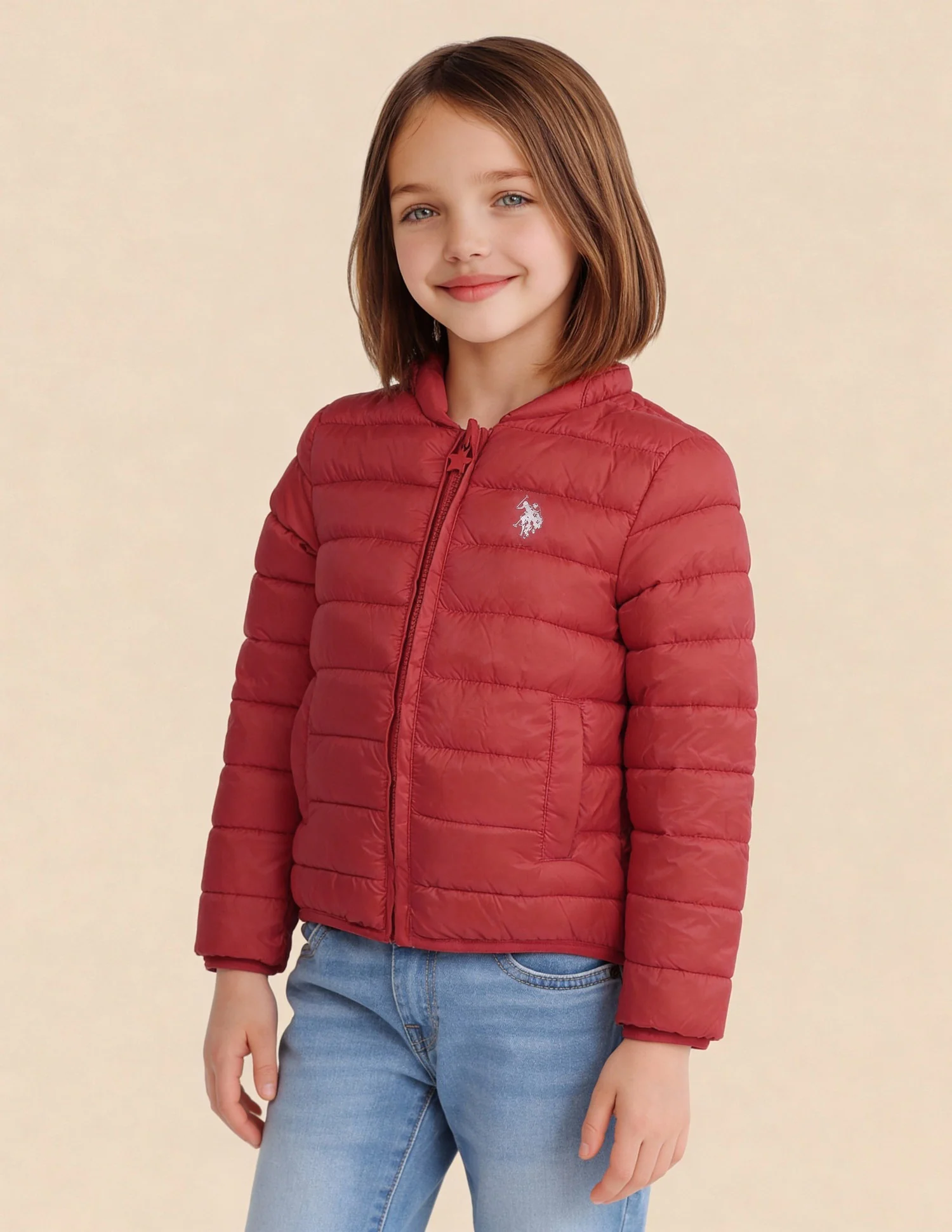 Girls Solid Regular Fit Packable Jacket - Image 4