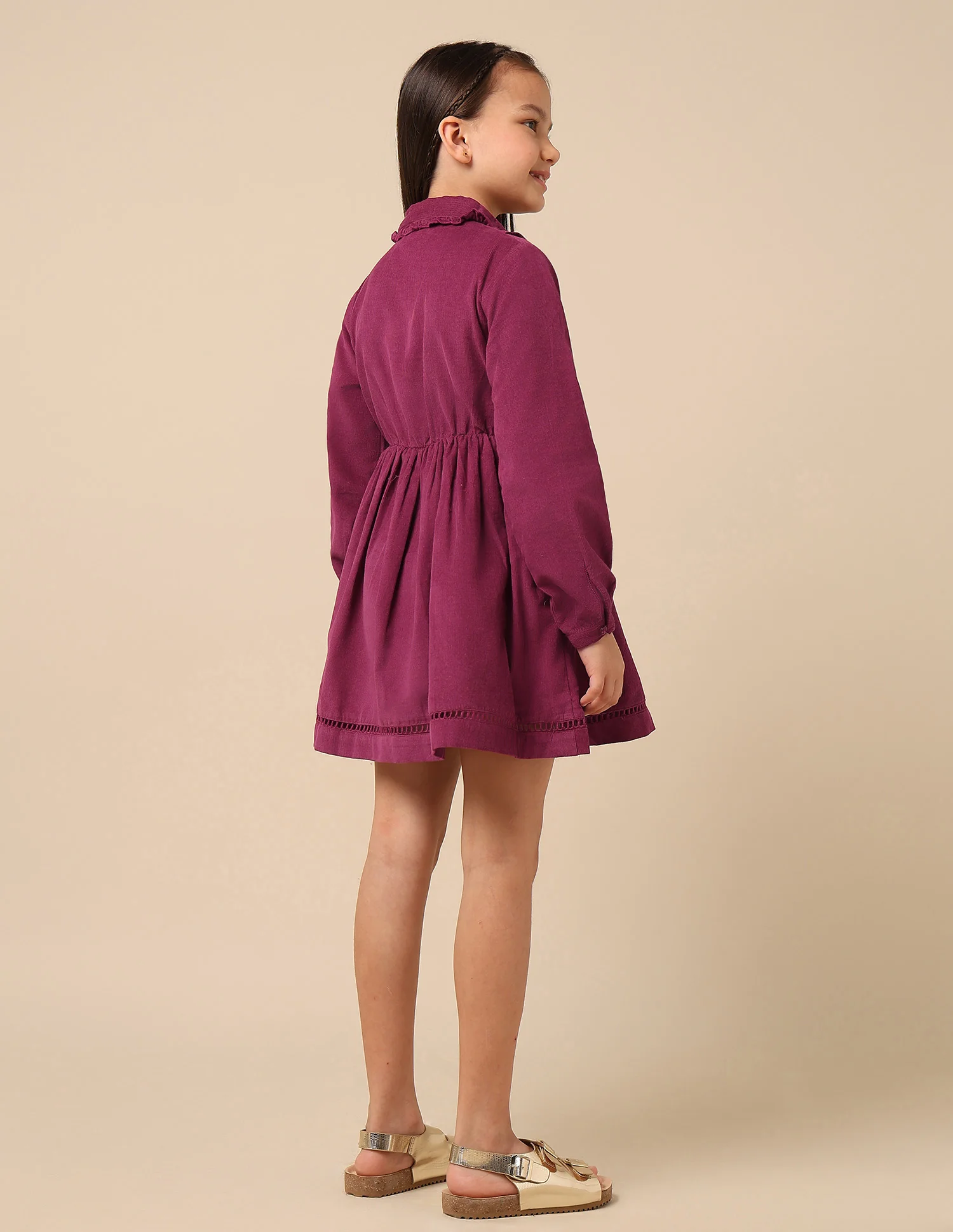 Girls Solid Shirt Dress - Image 5