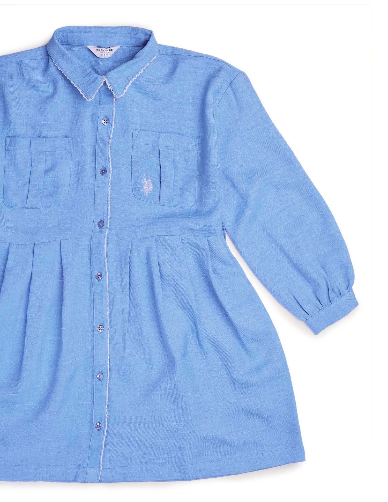 Girls Solid Shirt Dress - Image 10