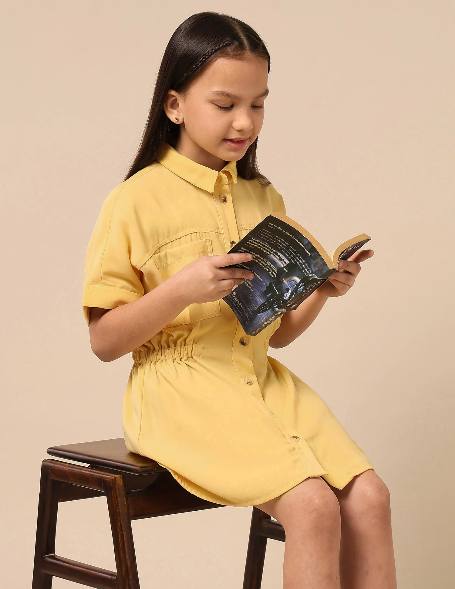 Girls Solid Shirt Dress