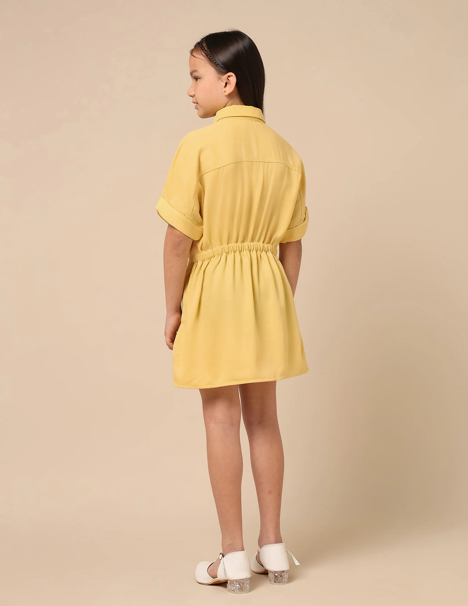 Girls Solid Shirt Dress - Image 5