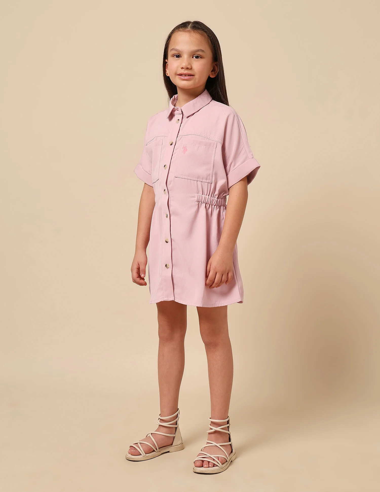 Girls Solid Shirt Dress - Image 4