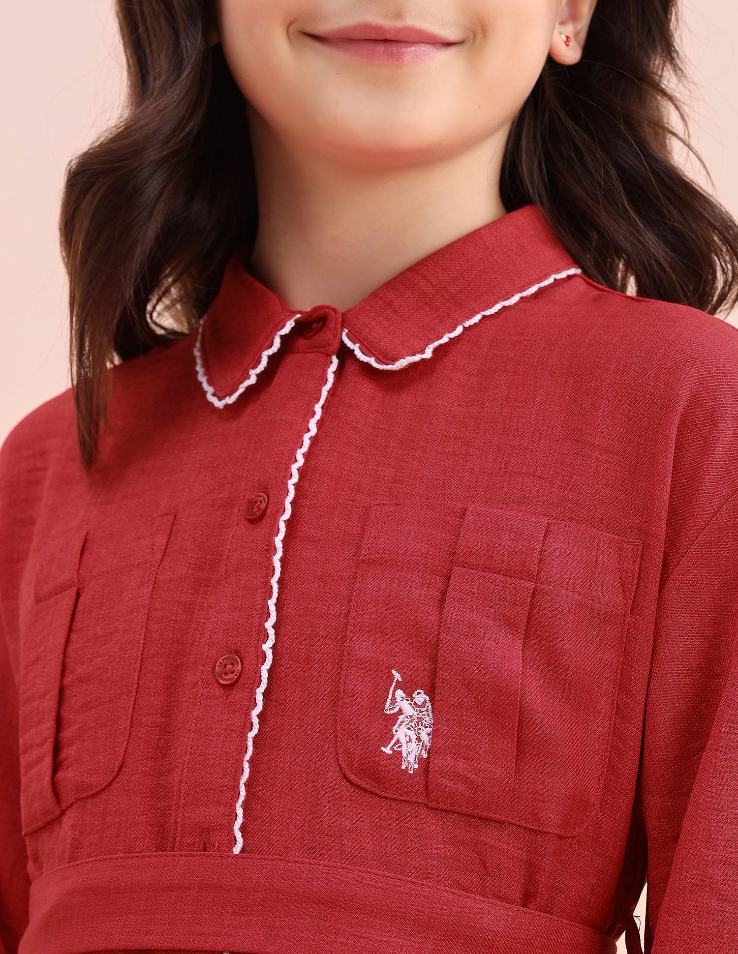 Girls Solid Shirt Dress - Image 7