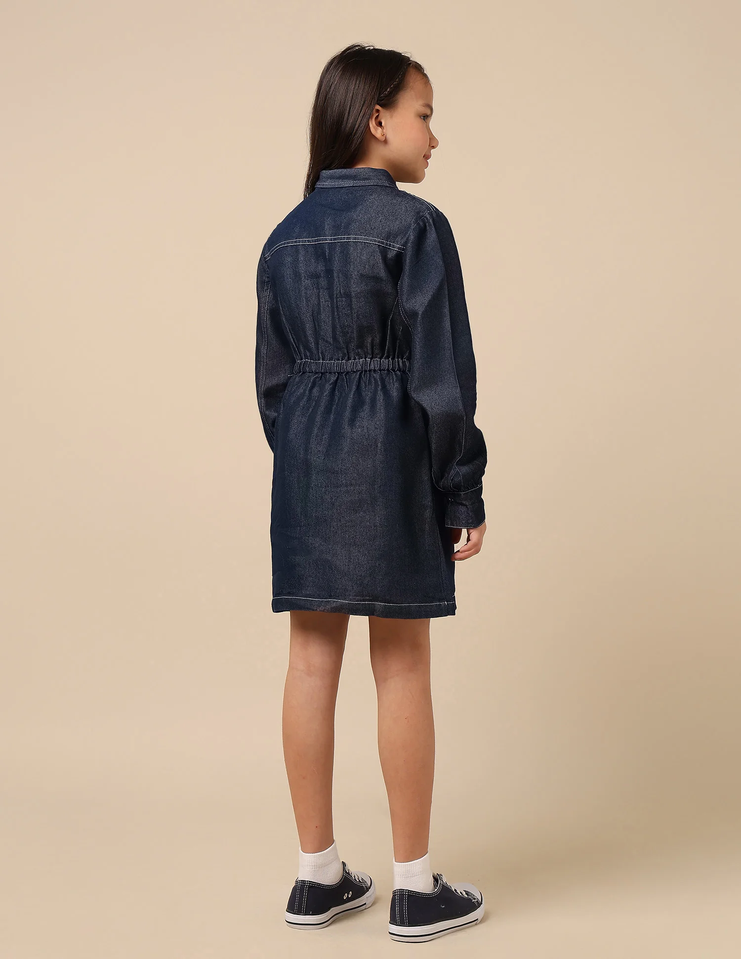 Girls Solid Shirt Dress - Image 5
