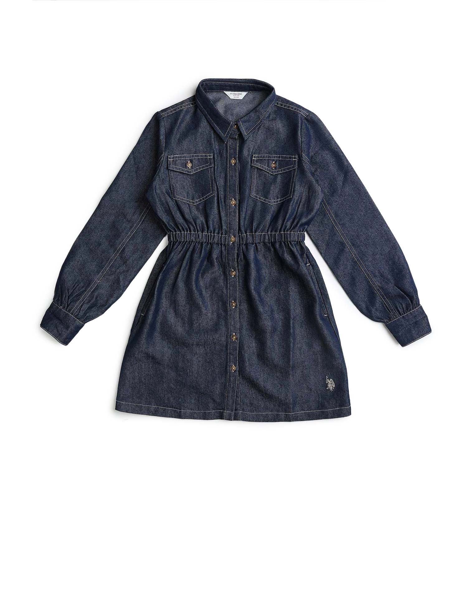 Girls Solid Shirt Dress - Image 8