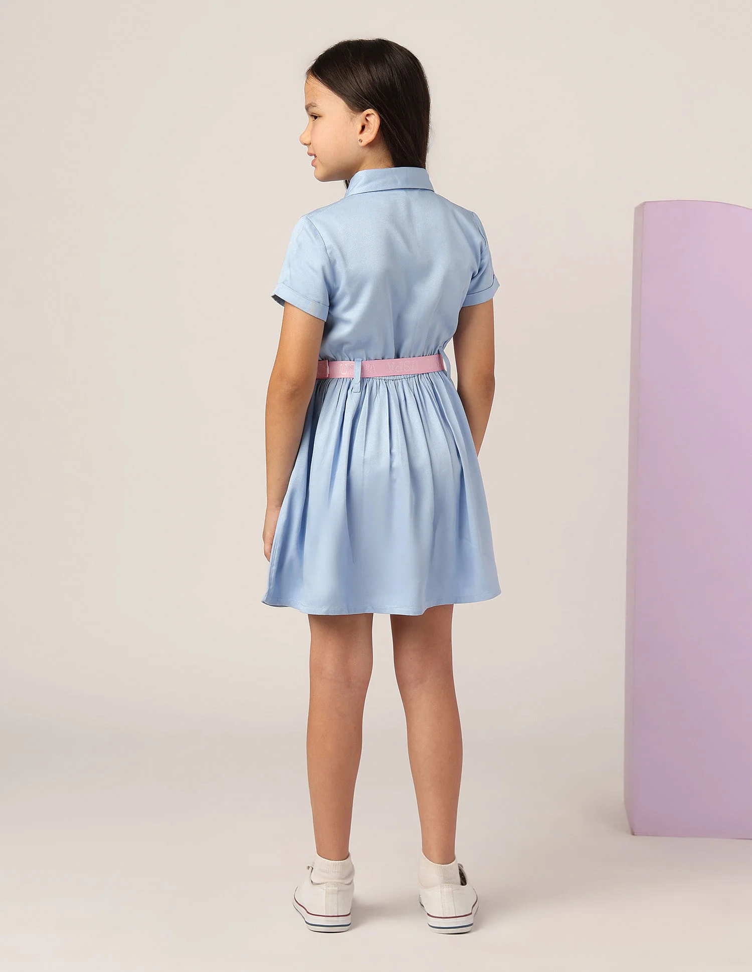 Girls Solid Shirt Dress - Image 4