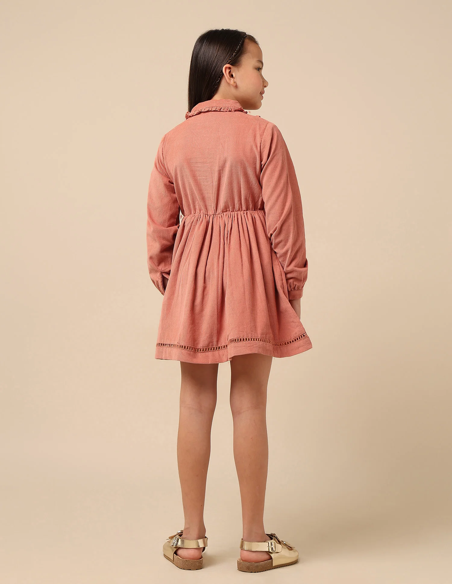 Girls Solid Shirt Dress - Image 5