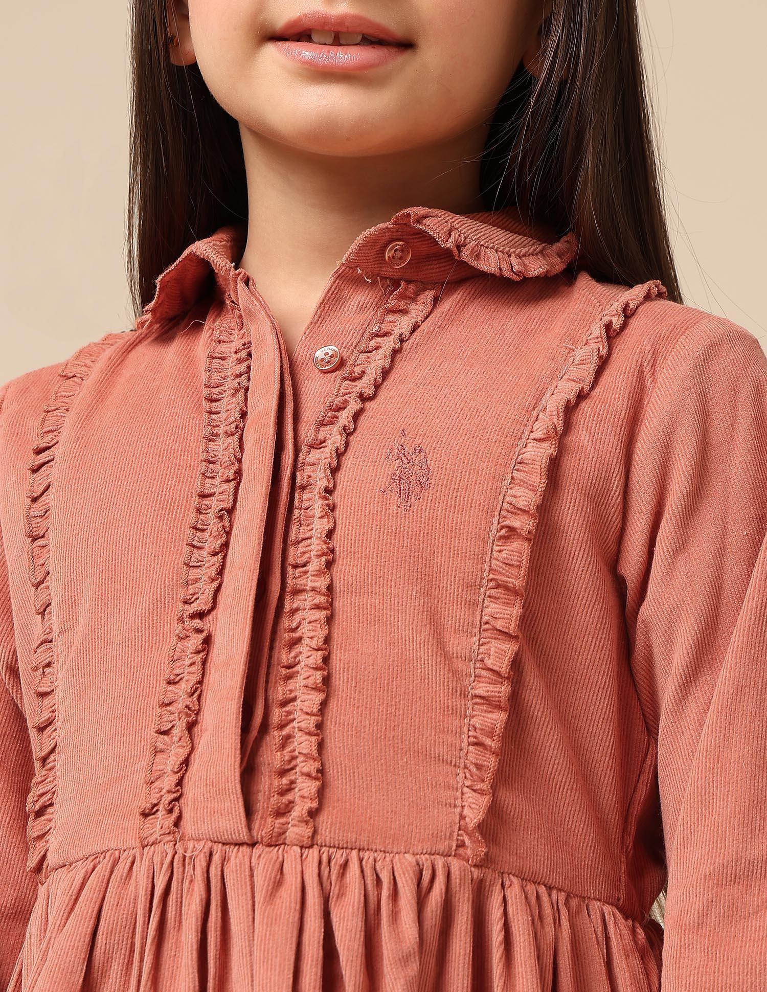 Girls Solid Shirt Dress - Image 7