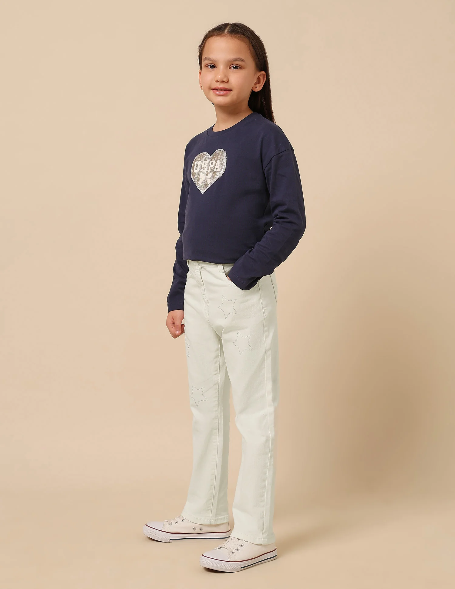 Girls Stars Rhinestone Embellished Jeans - Image 4