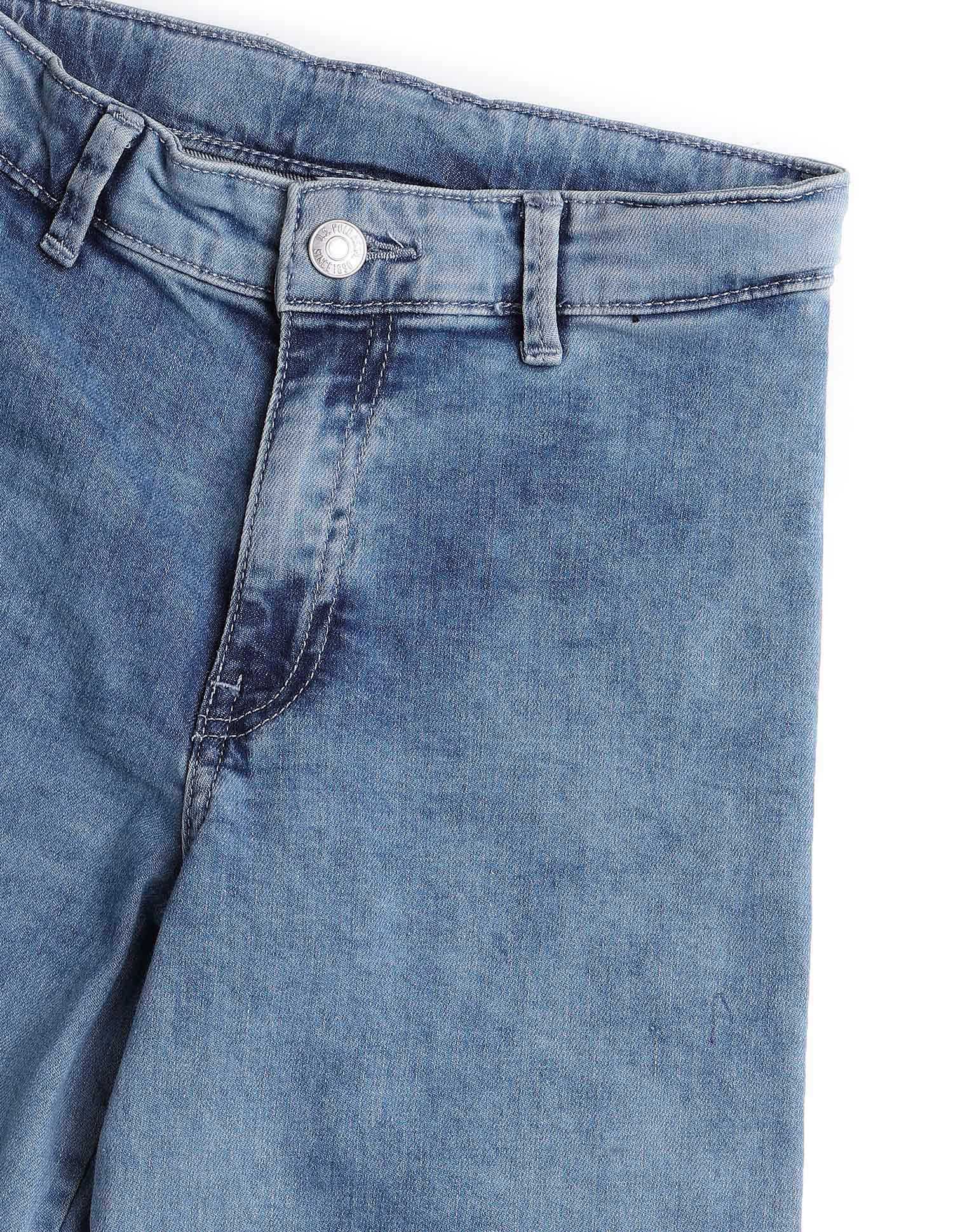Girls Stone Washed Wide Leg Fit Jeans - Image 2