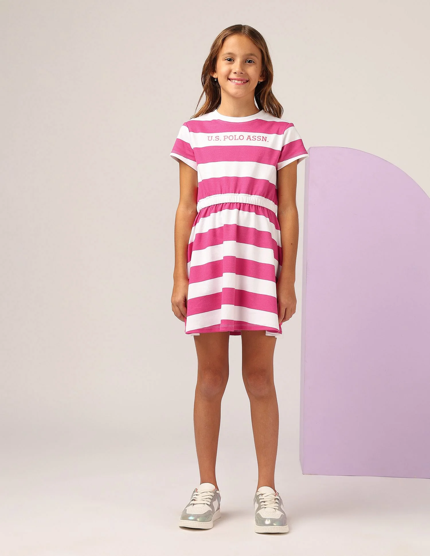 Girls Striped Fit And Flare Dress - Image 3