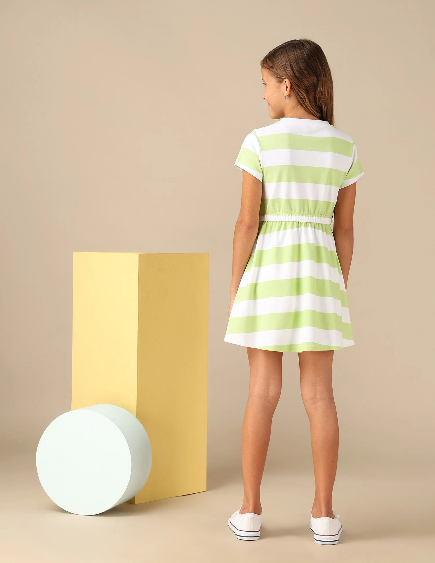 Girls Striped Fit And Flare Dress - Image 3