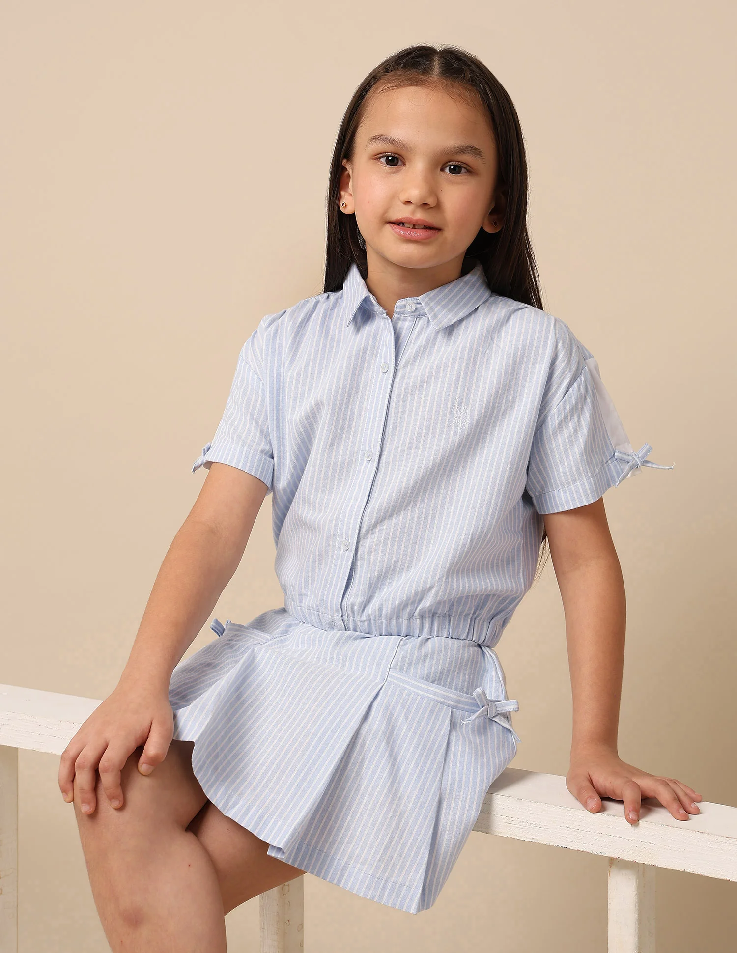 Girls Striped Regular Fit Top