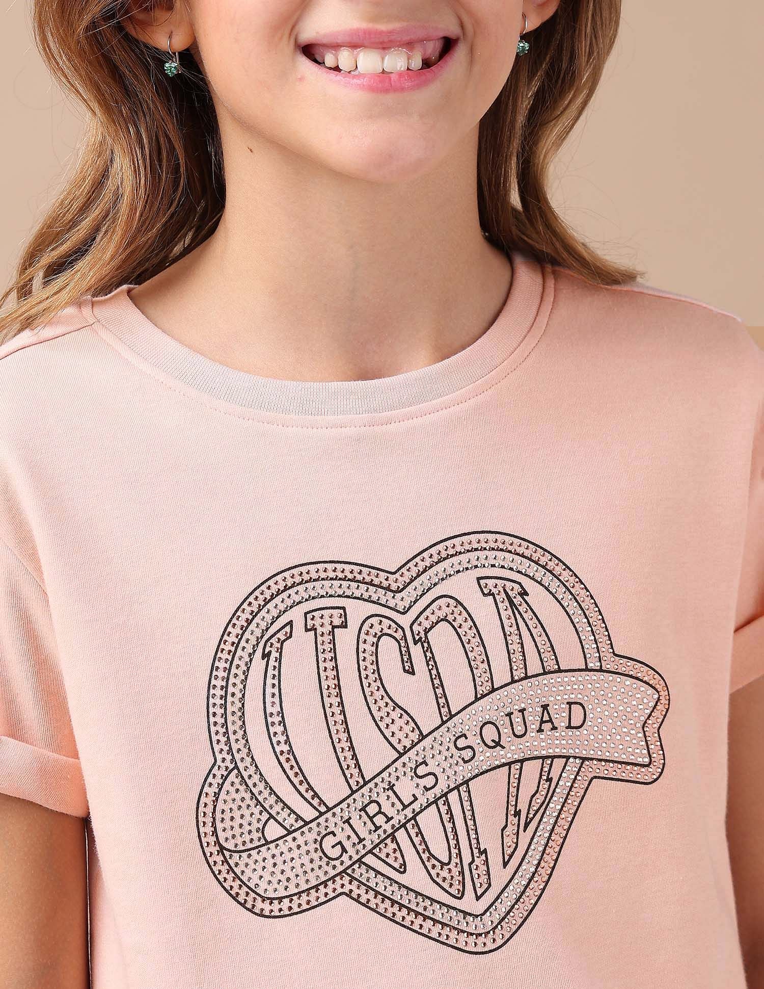 Girls Stud Detailed Relaxed Fit T-Shirt - Image 5