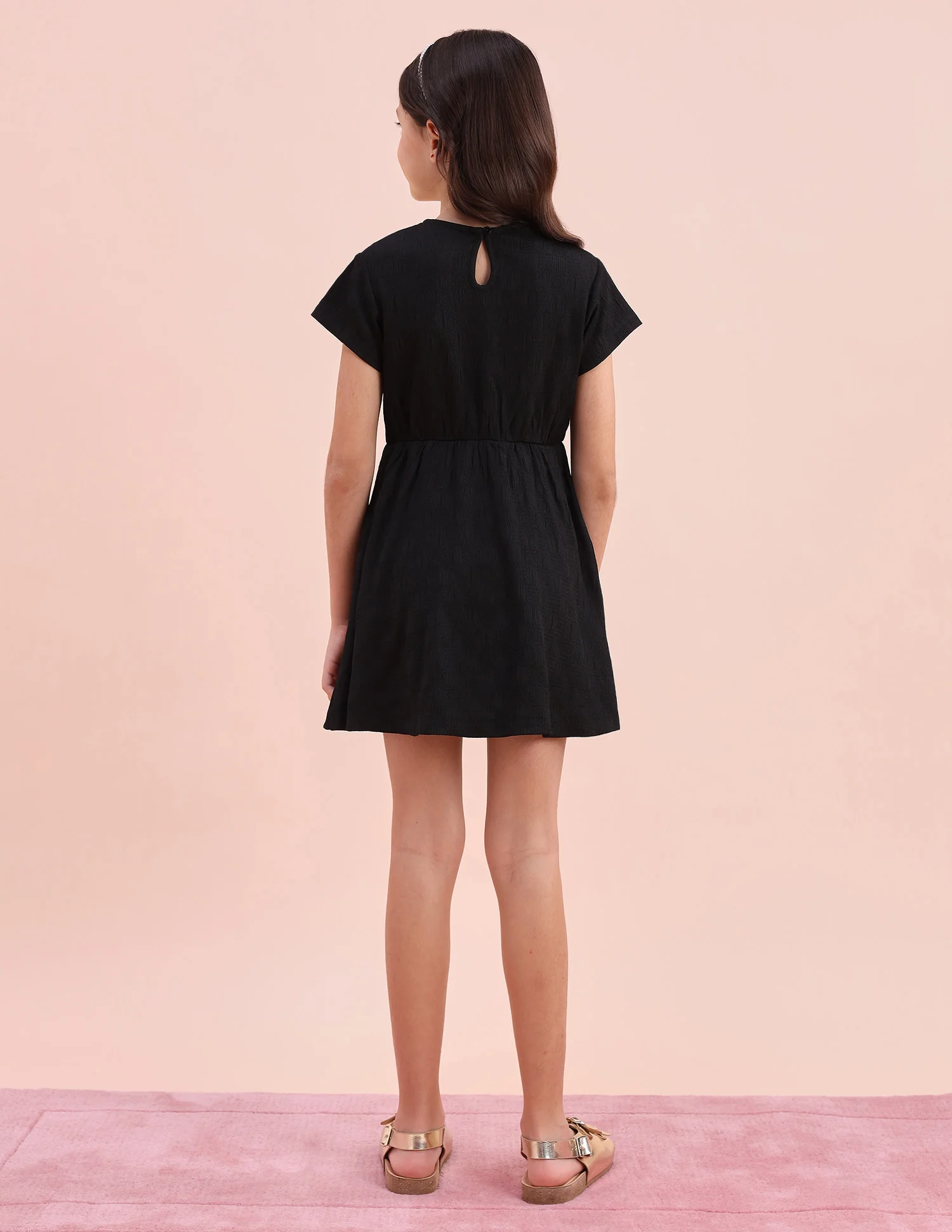 Girls Textured A-Line Dress - Image 6