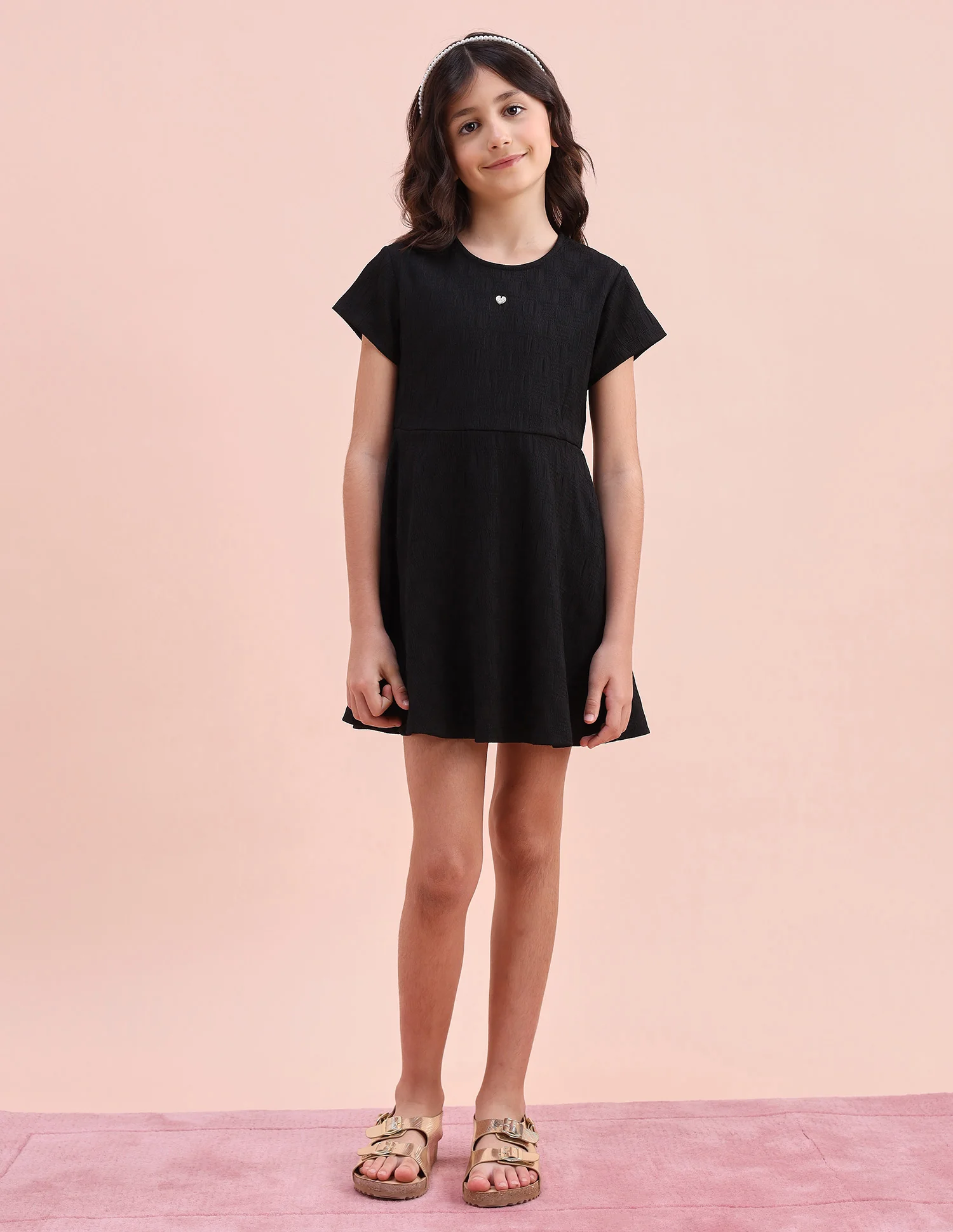 Girls Textured A-Line Dress - Image 7