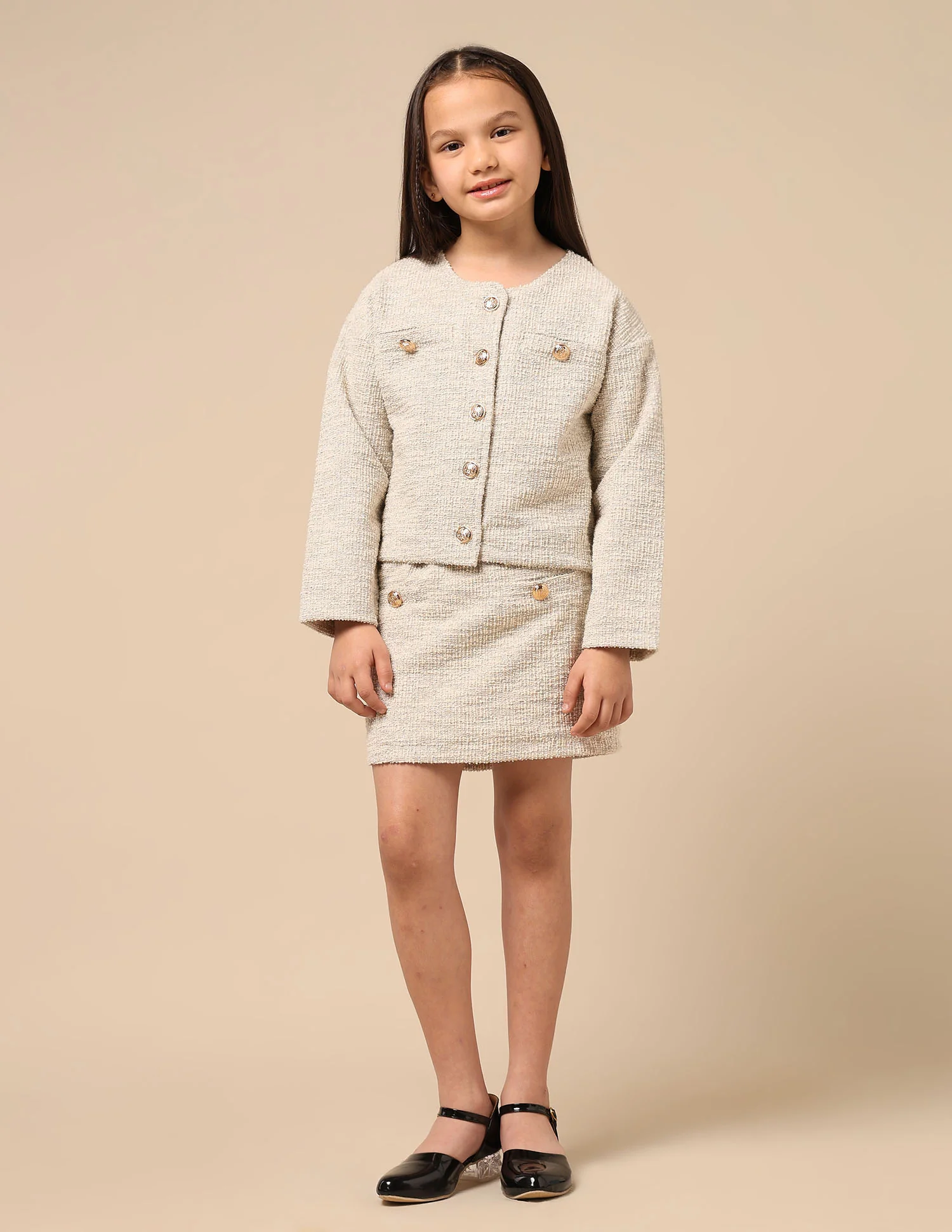 Girls Textured Boxy Fit Jacket - Image 3