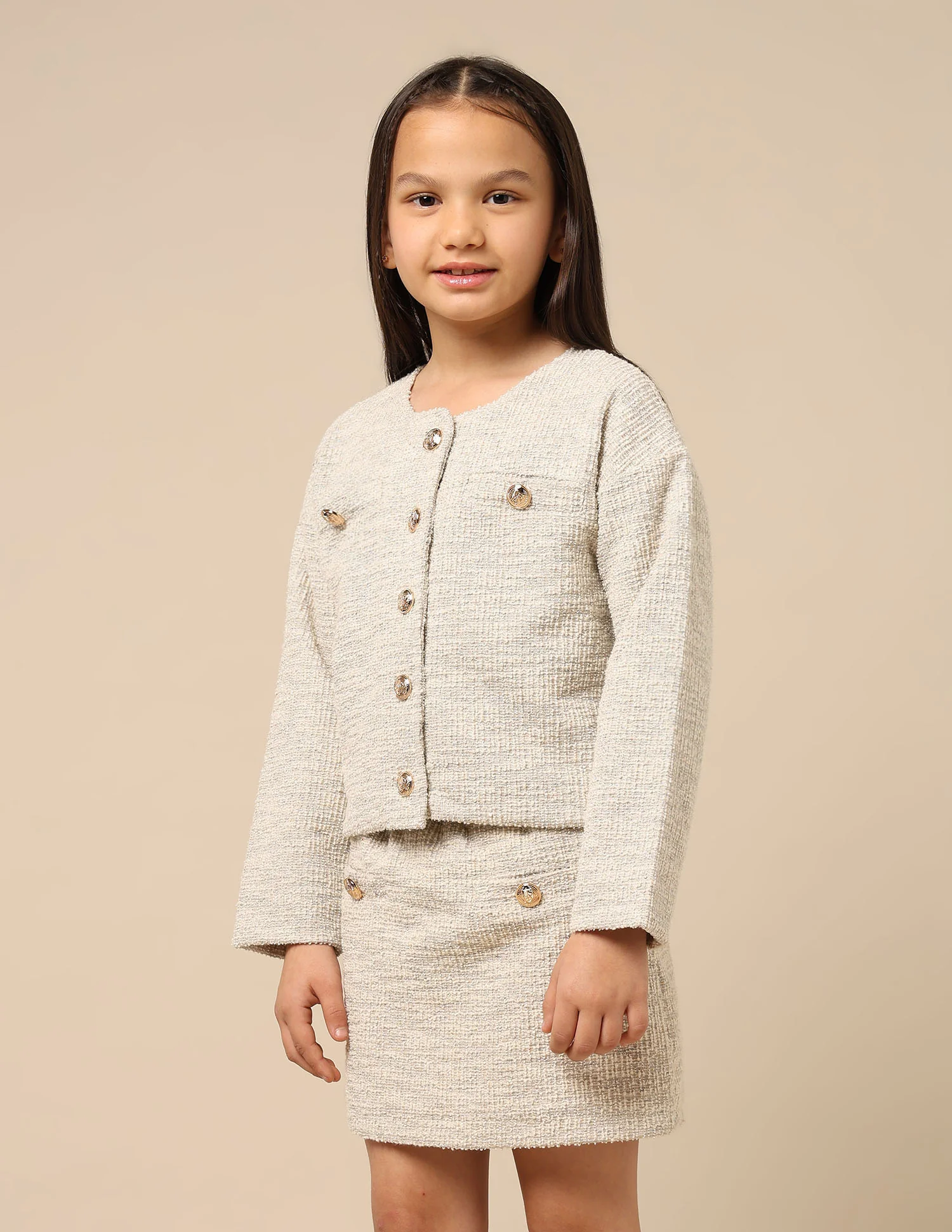 Girls Textured Boxy Fit Jacket - Image 4