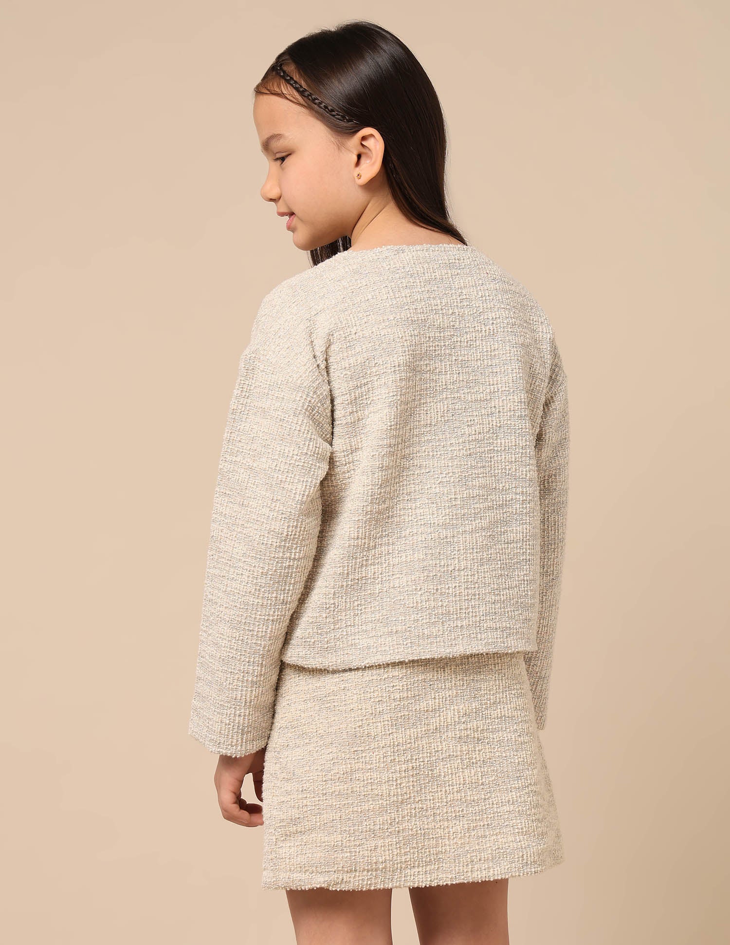 Girls Textured Boxy Fit Jacket - Image 5