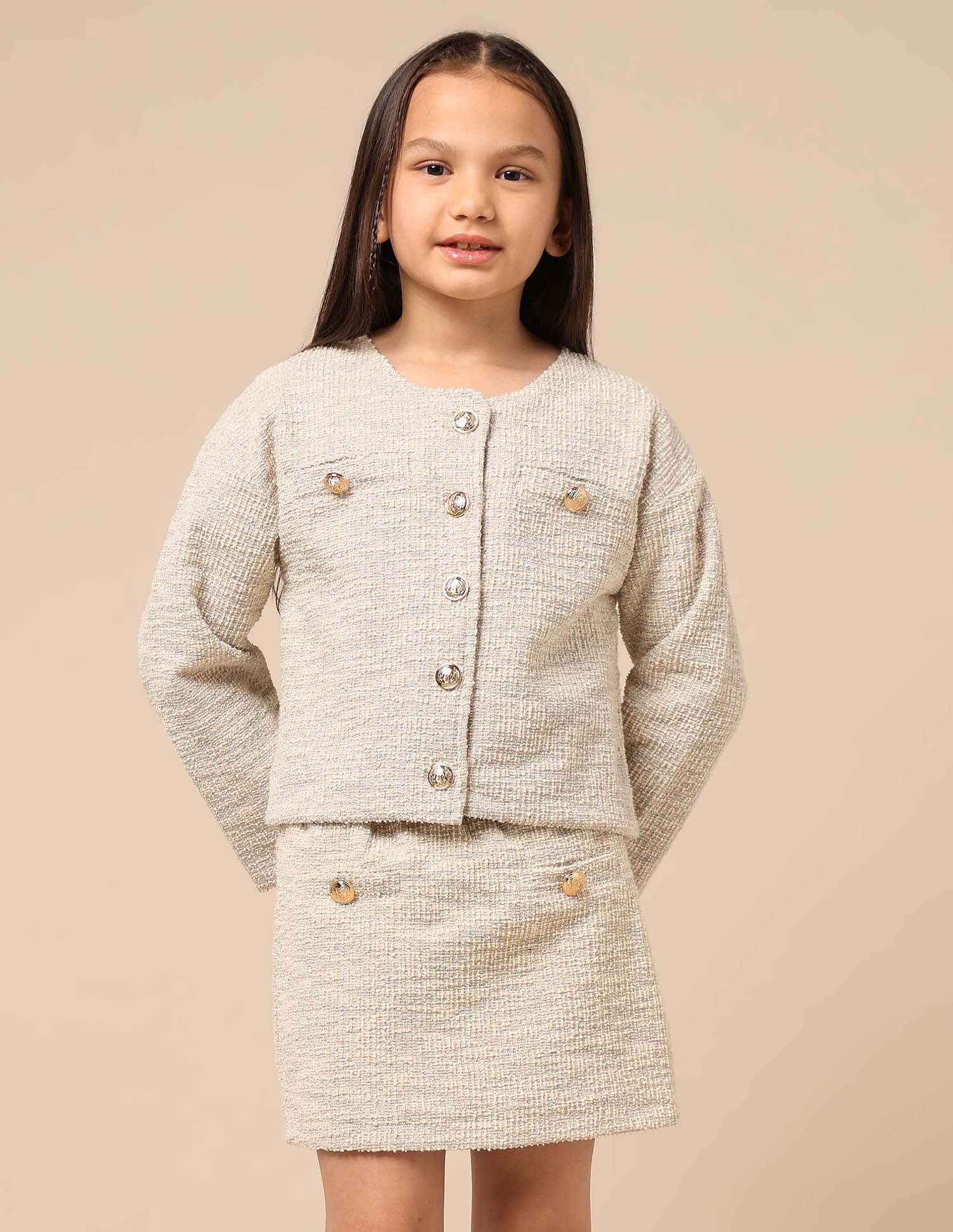 Girls Textured Boxy Fit Jacket - Image 6