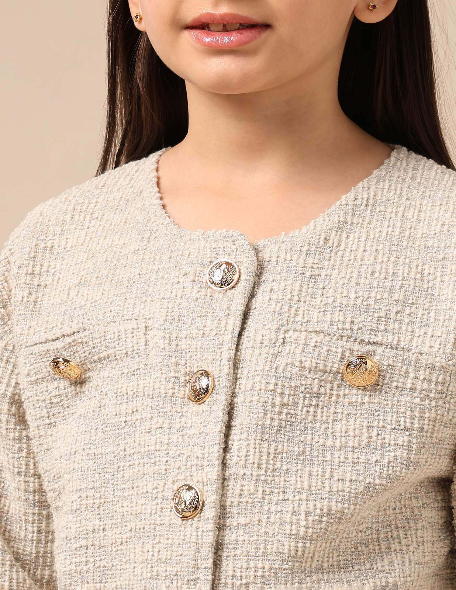 Girls Textured Boxy Fit Jacket - Image 7