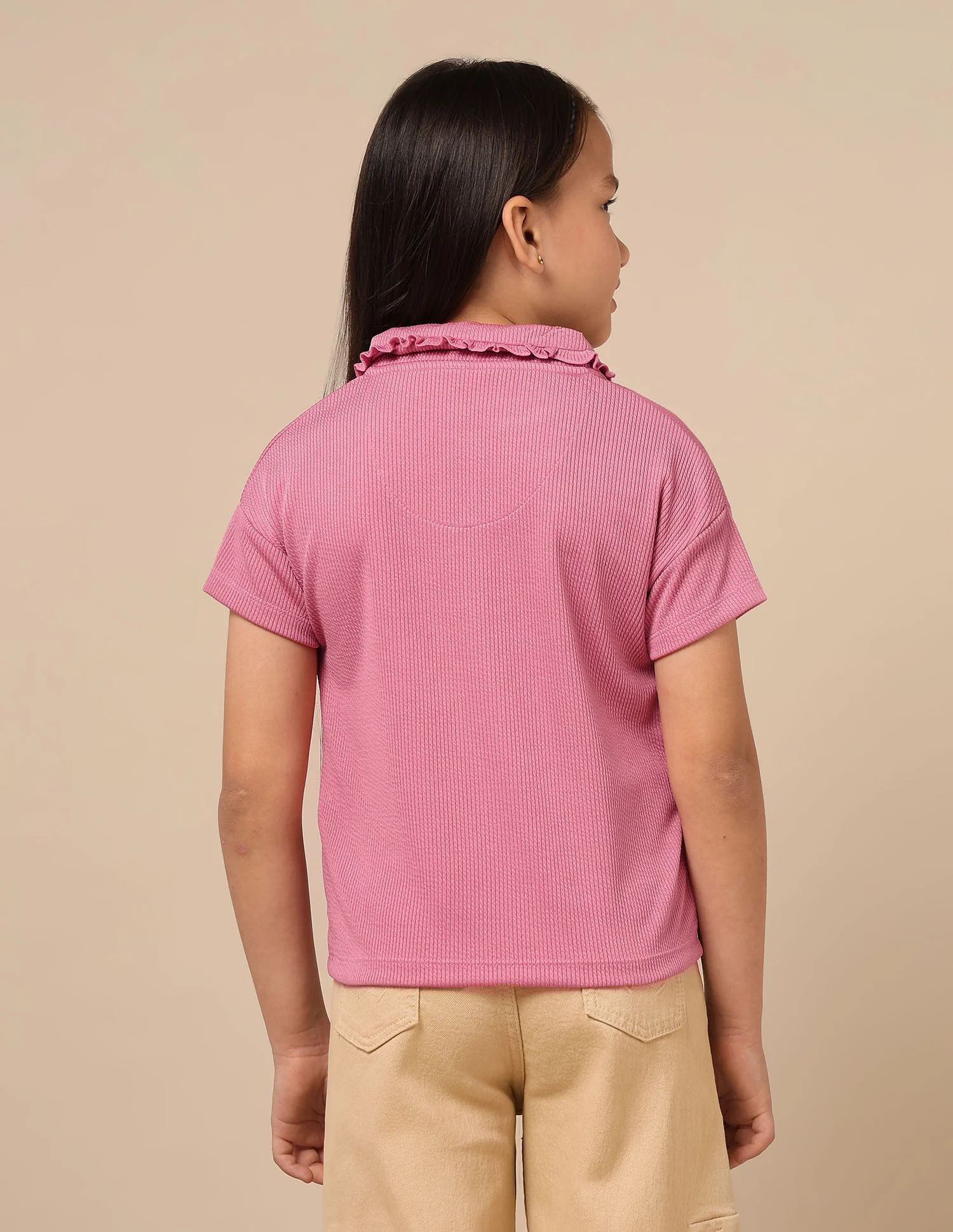 Girls Textured Boxy Fit Top - Image 5