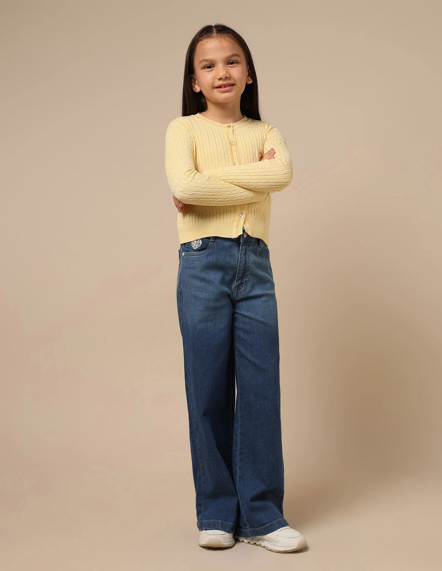 Girls Textured Regular Fit Sweater - Image 3