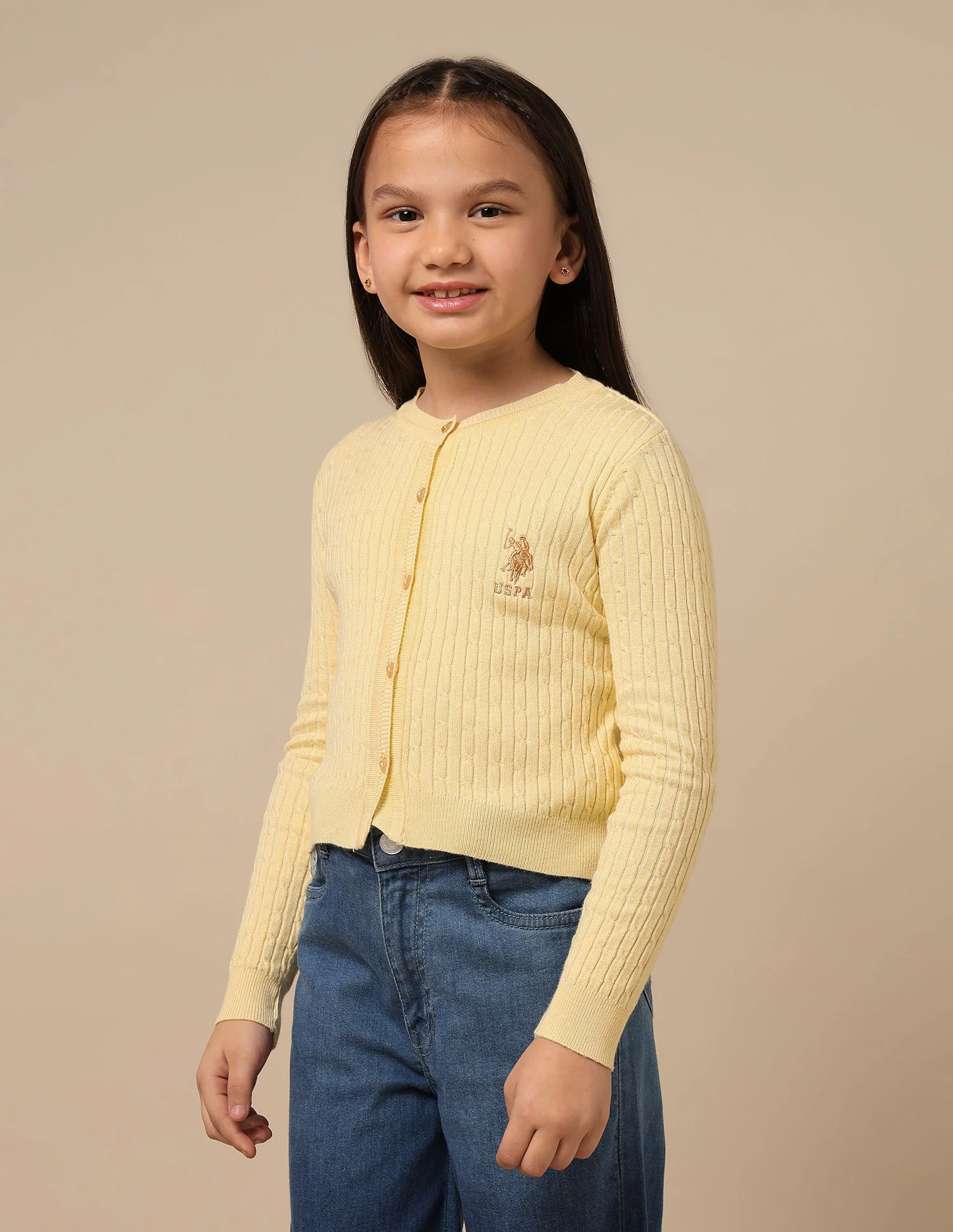 Girls Textured Regular Fit Sweater - Image 4