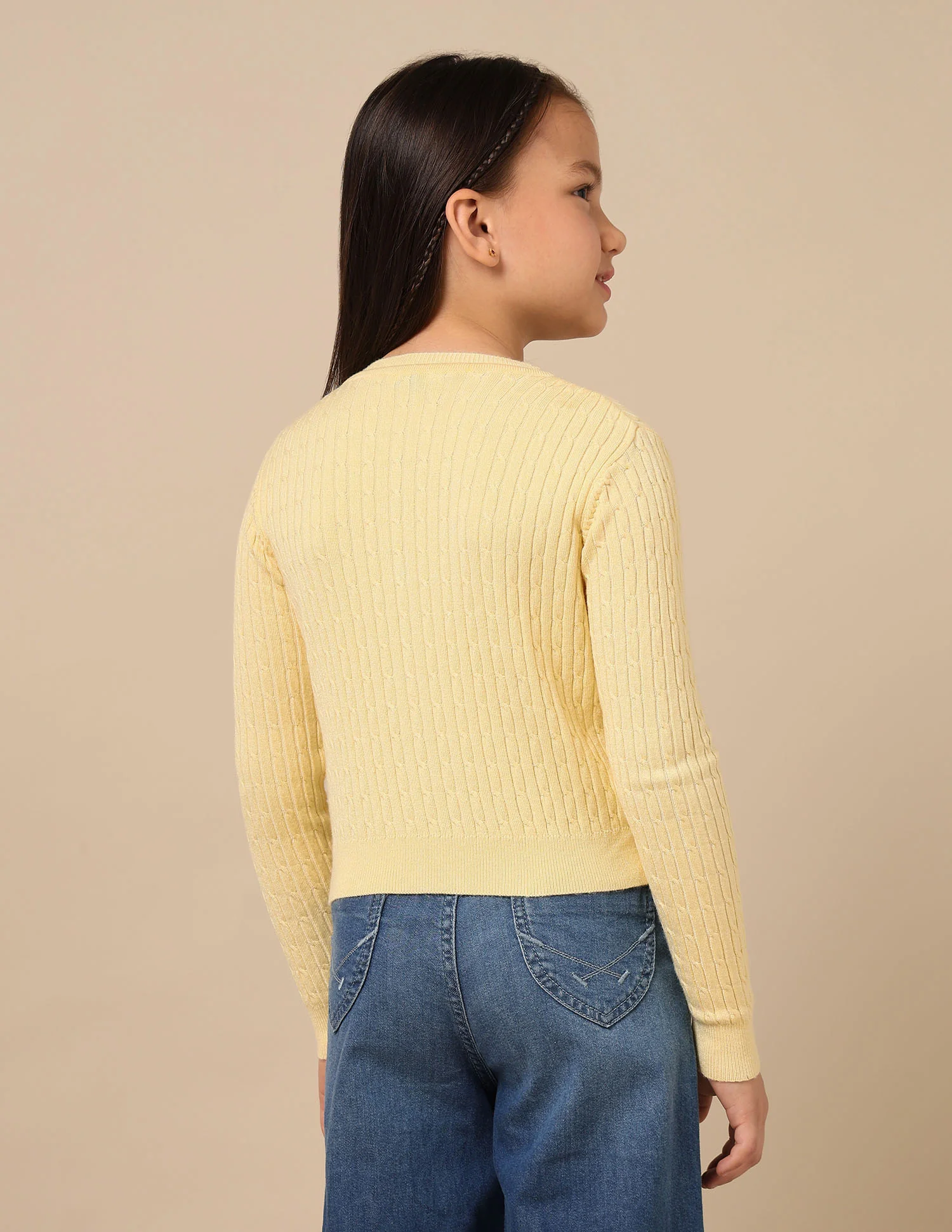 Girls Textured Regular Fit Sweater - Image 5