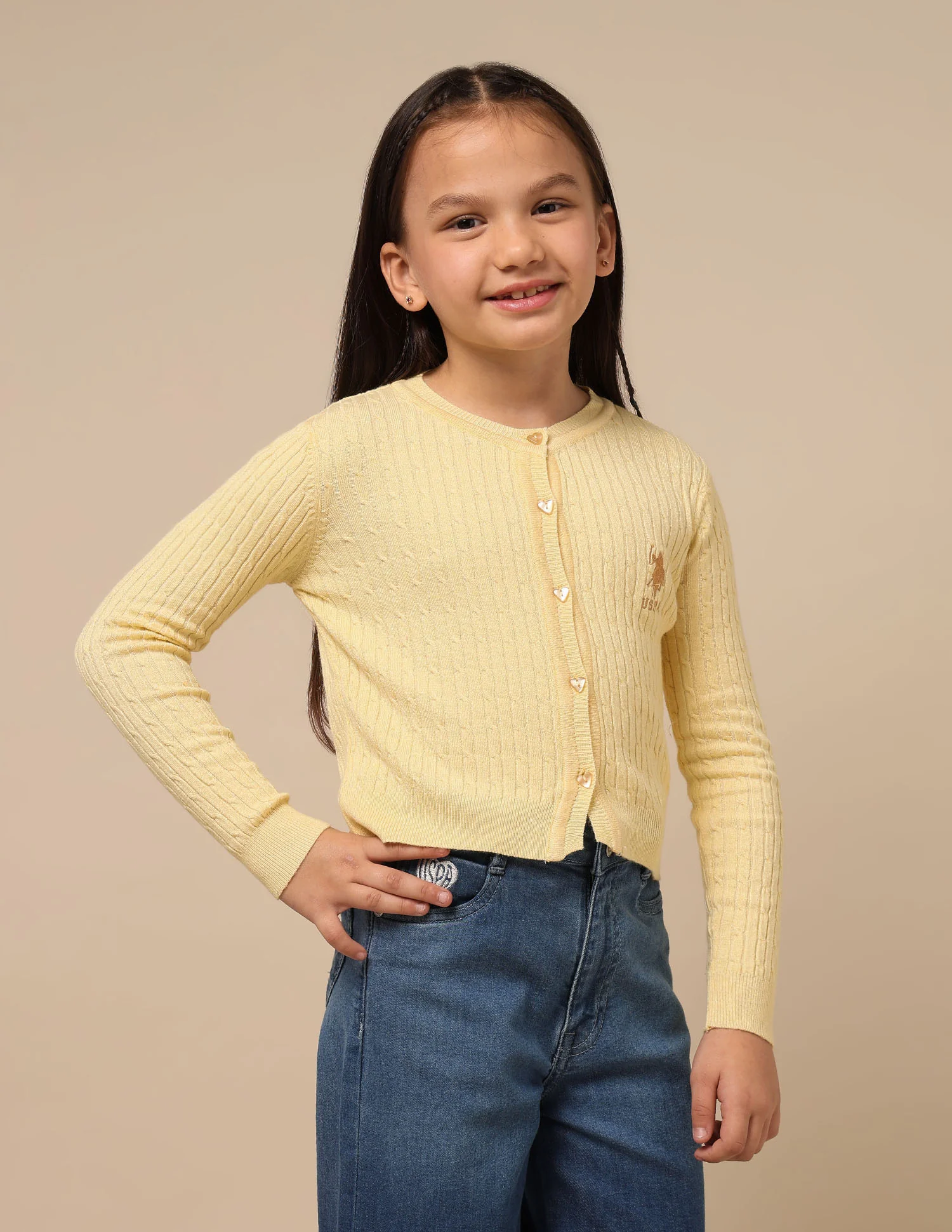 Girls Textured Regular Fit Sweater - Image 6