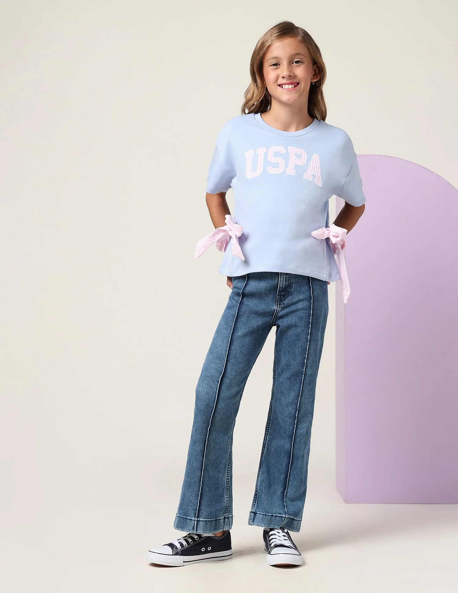 Girls Tie-up Bow Brand Printed T-Shirt - Image 3