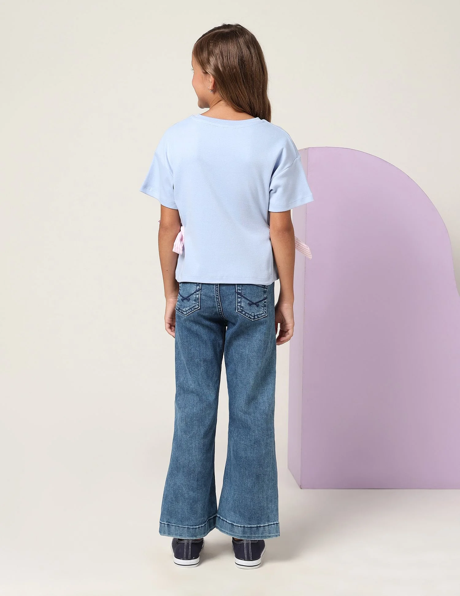 Girls Tie-up Bow Brand Printed T-Shirt - Image 4