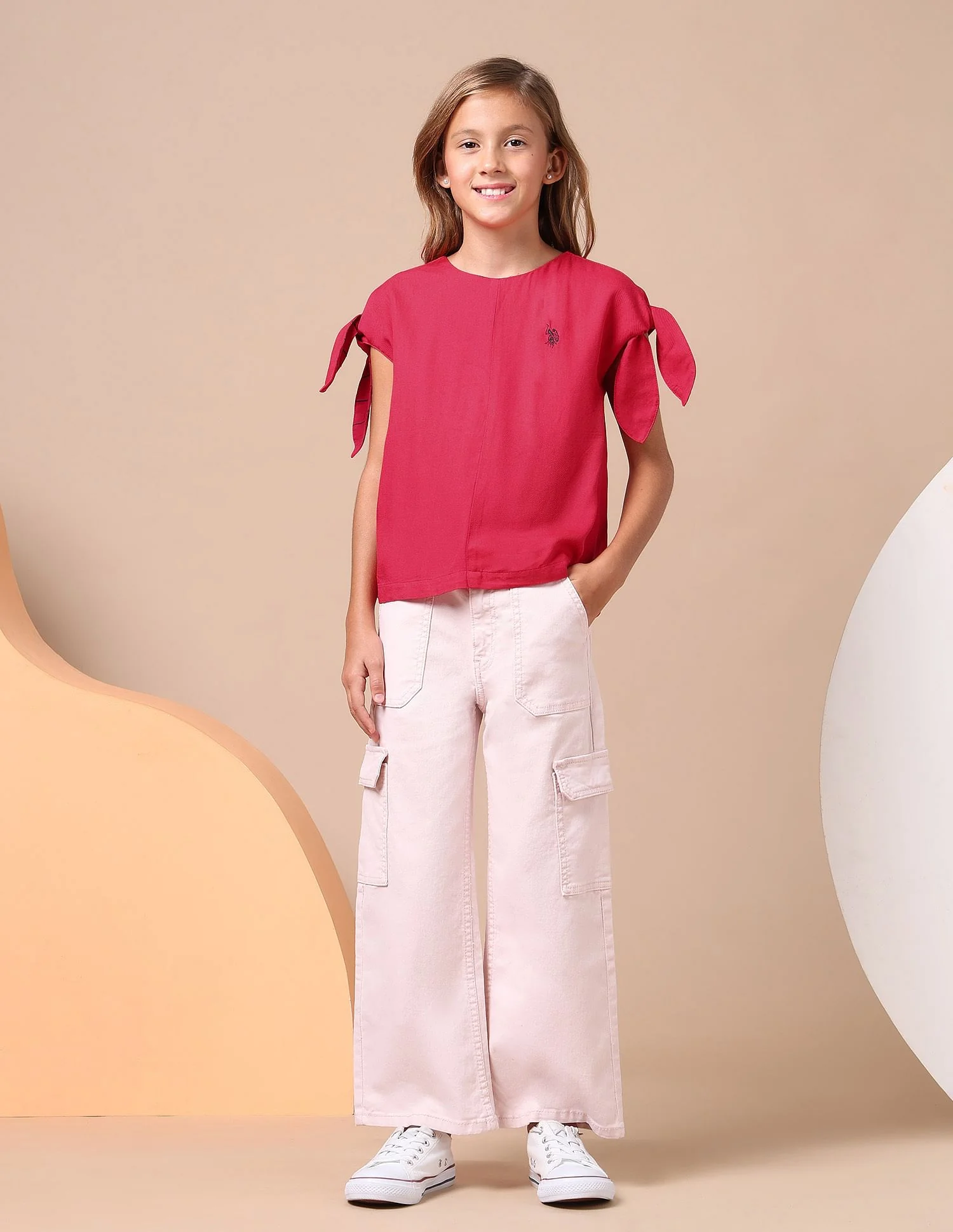 Girls Tie Up Sleeves Regular Top - Image 3