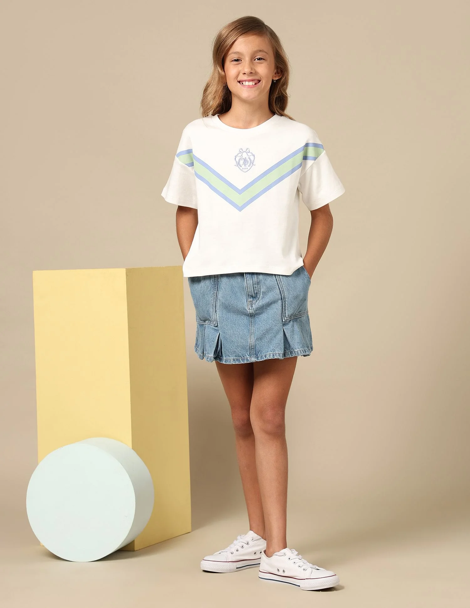 Girls Varsity Style Brand Embroidered T-Shirt - Image 3