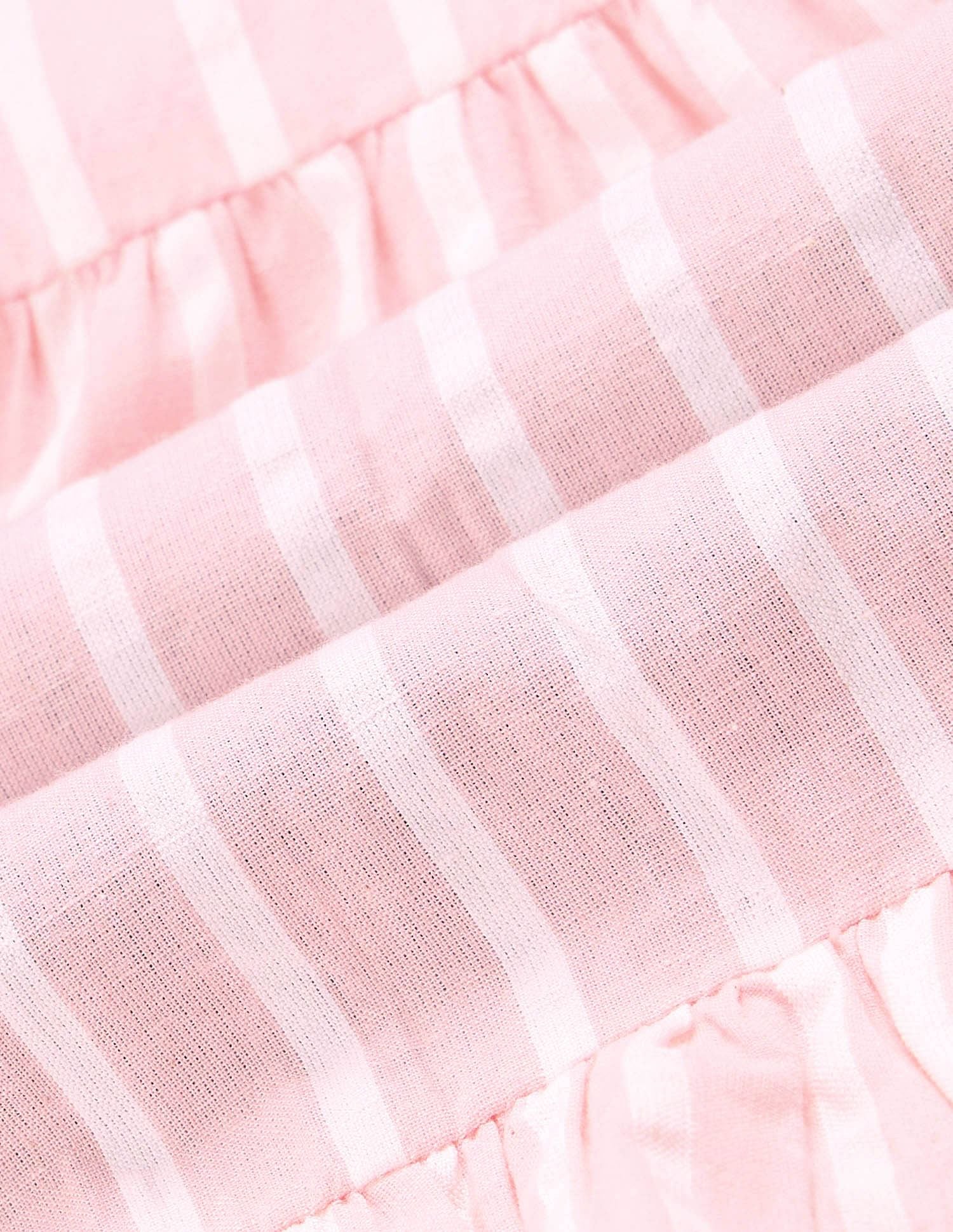 Girls Vertical Stripe Cotton Dress - Image 2