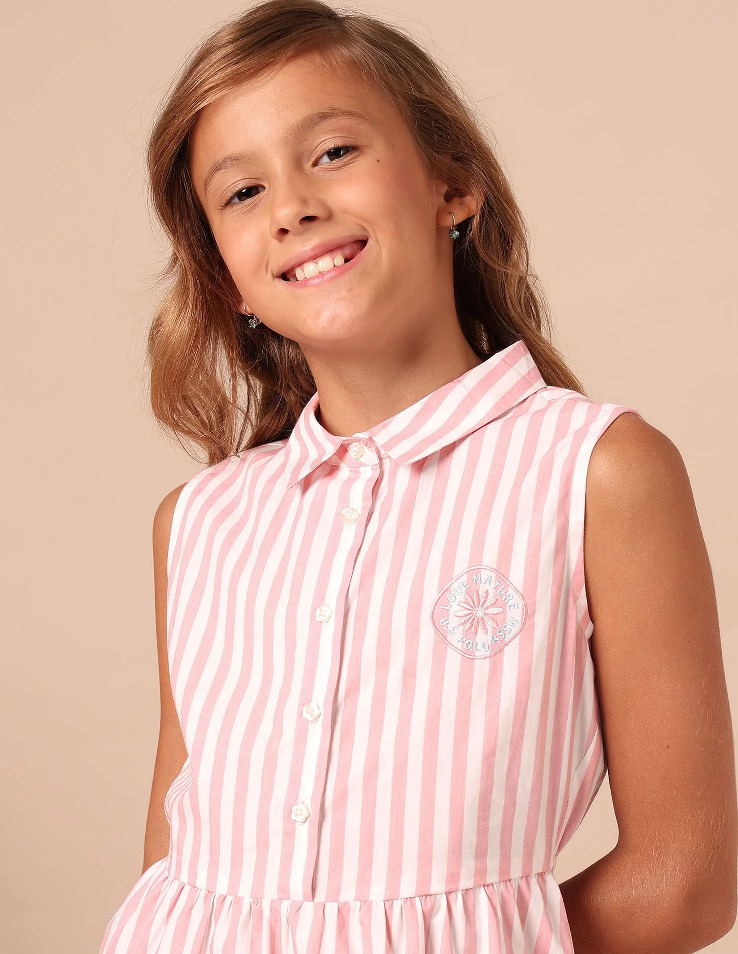 Girls Vertical Striped Fit And Flare Dress - Image 6