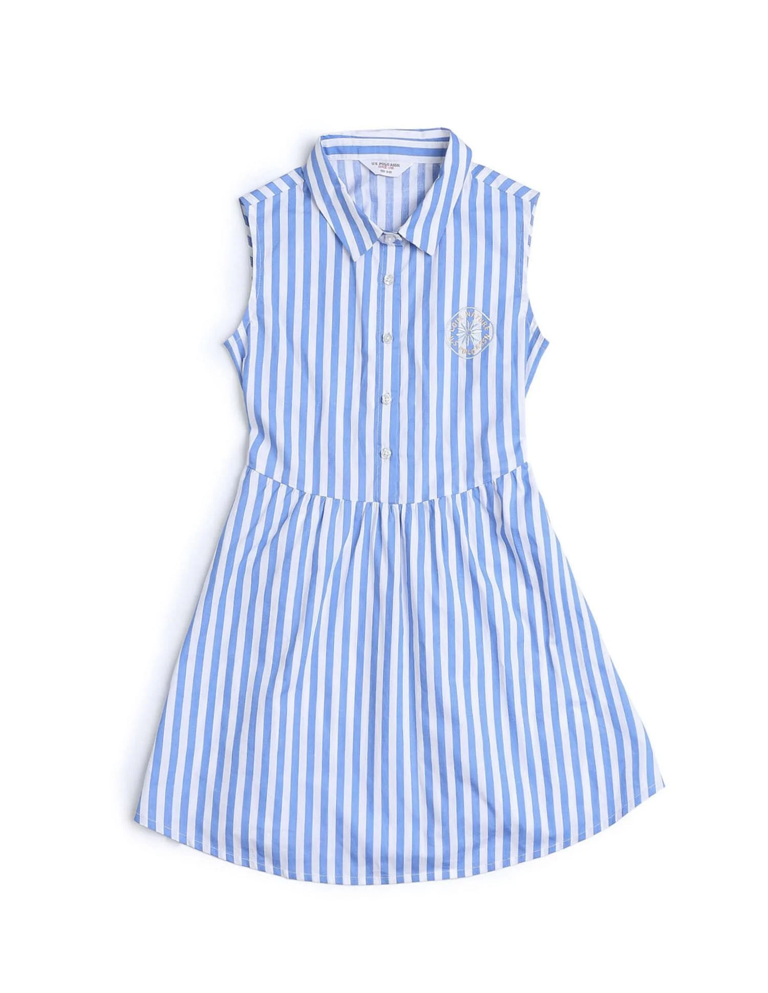Girls Vertical Striped Fit And Flare Dress - Image 7