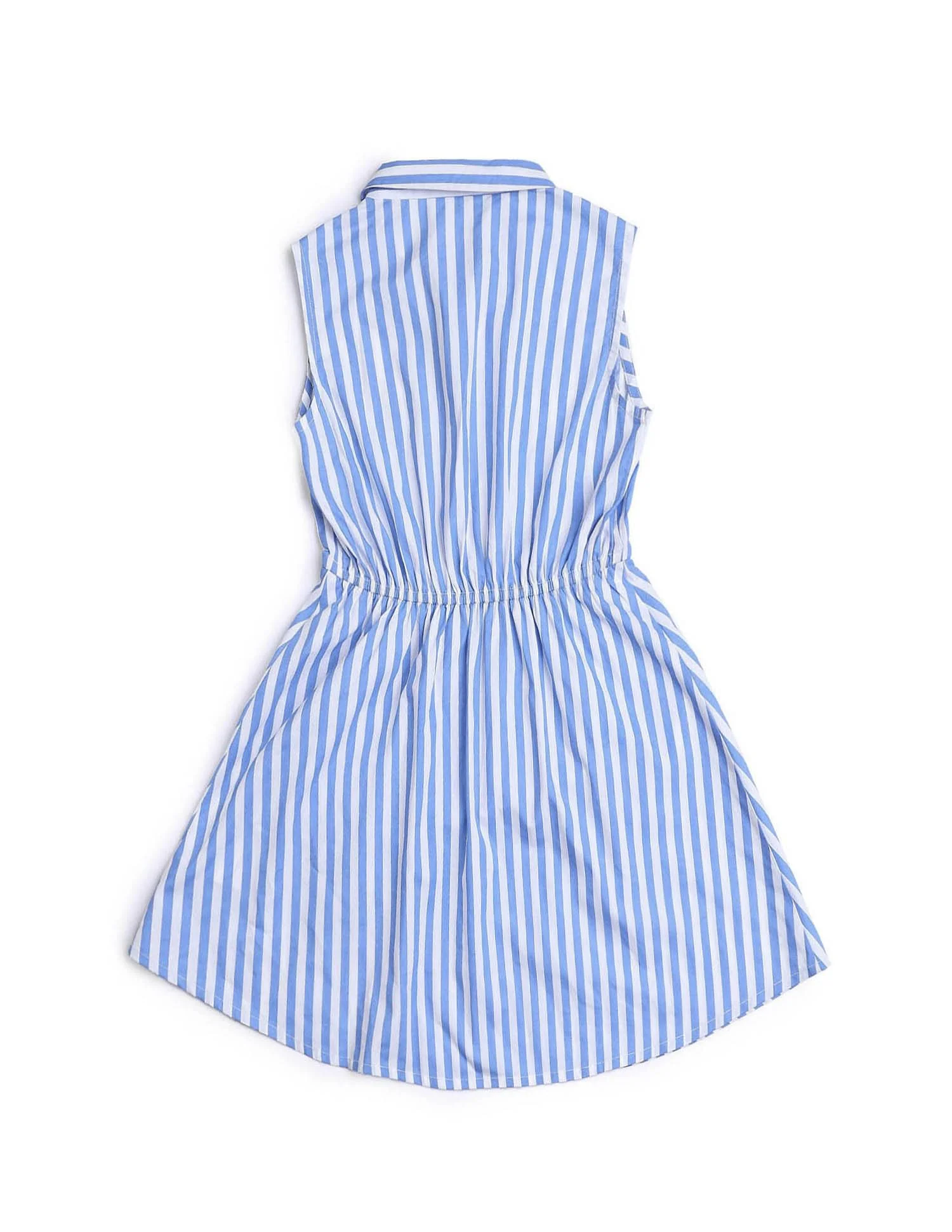 Girls Vertical Striped Fit And Flare Dress - Image 8