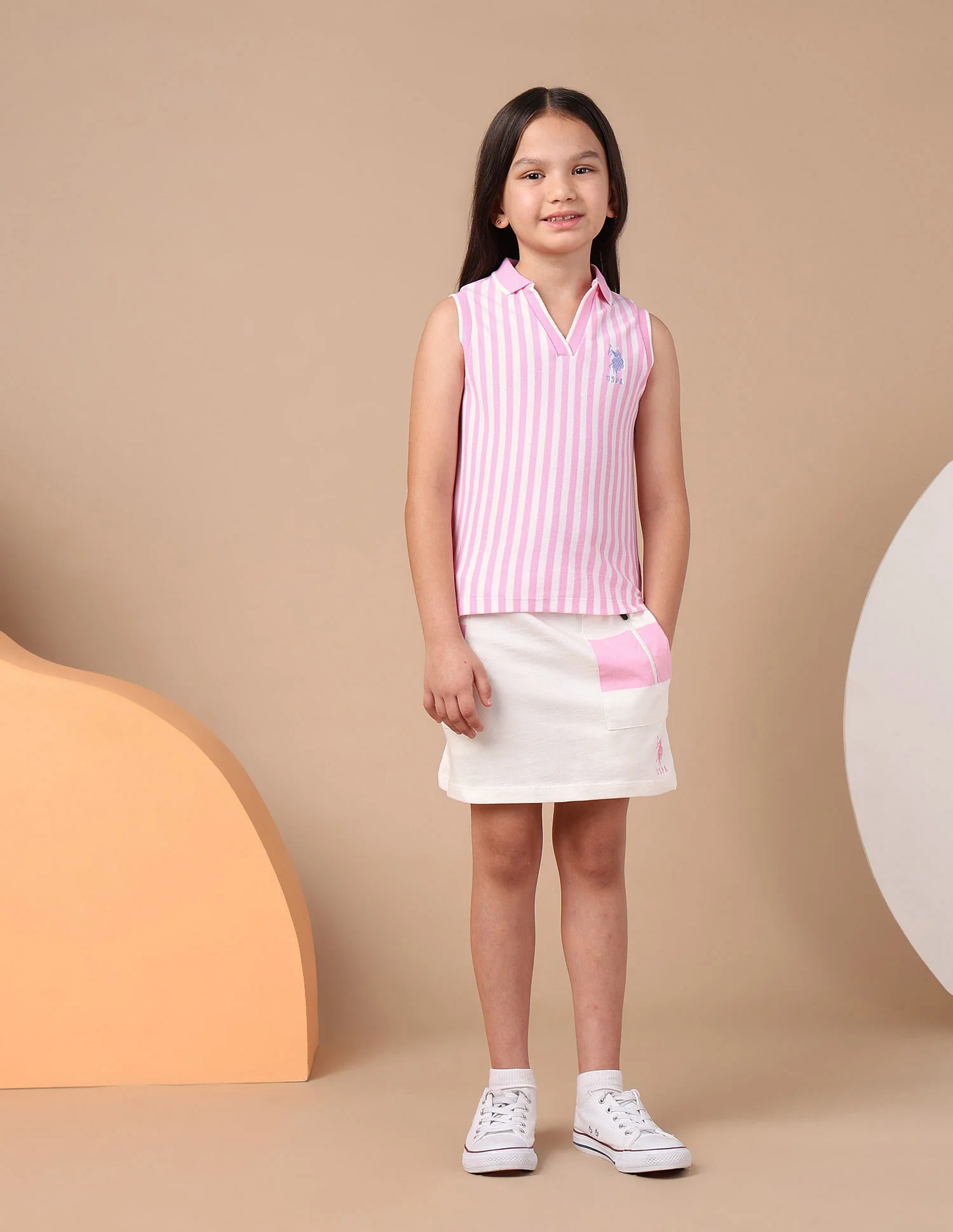 Girls Vertical Striped Polo Shirt - Image 3