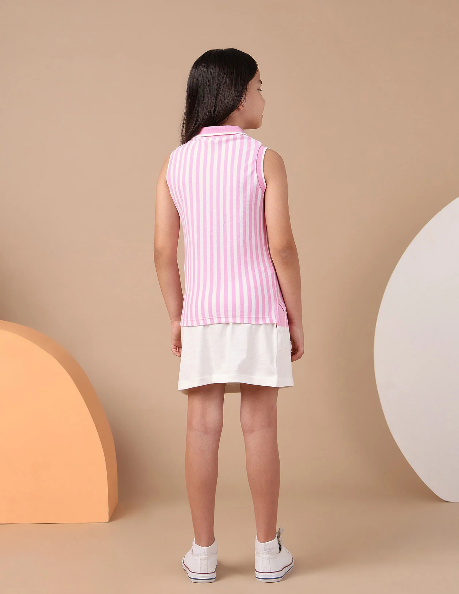 Girls Vertical Striped Polo Shirt - Image 4