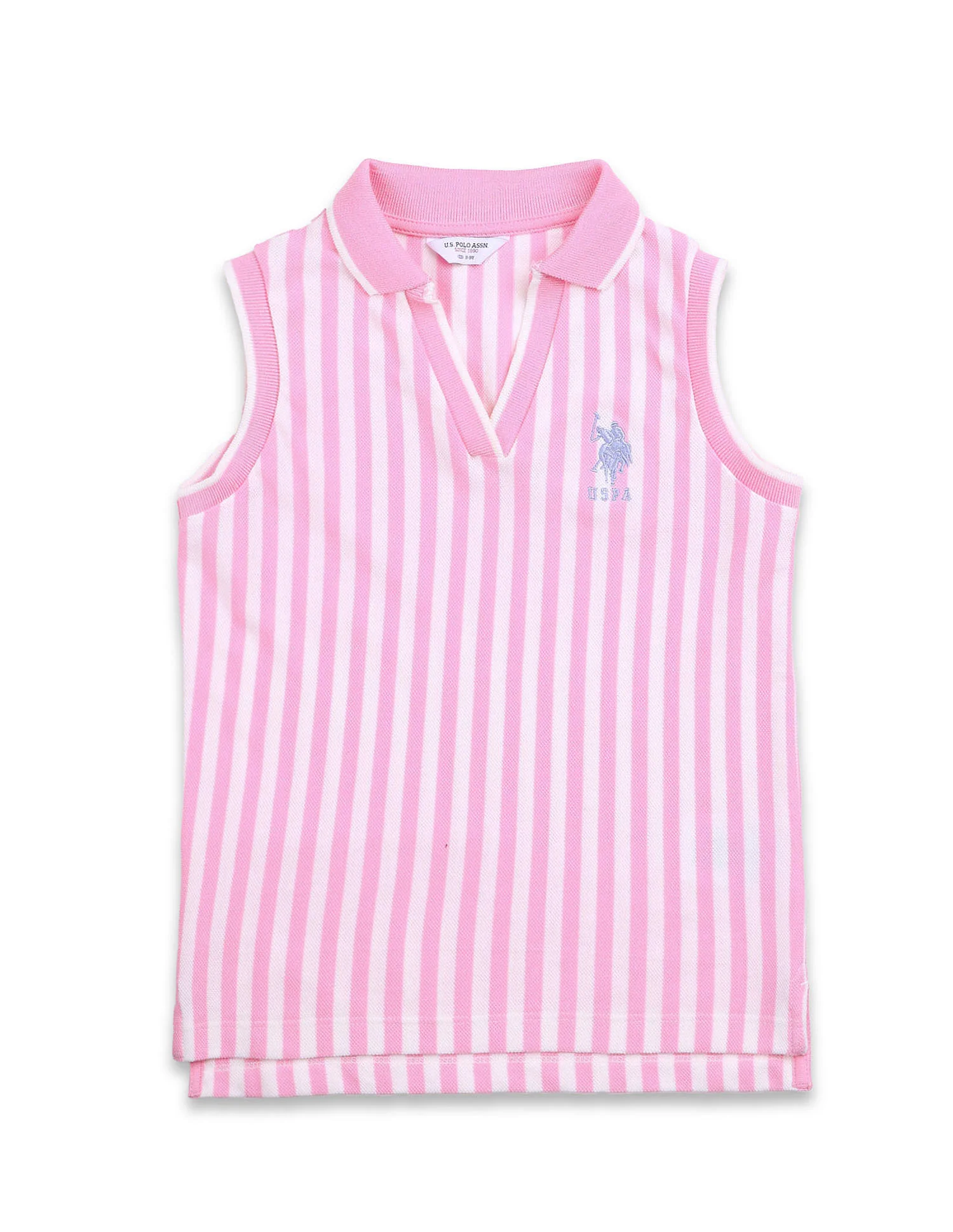 Girls Vertical Striped Polo Shirt - Image 6