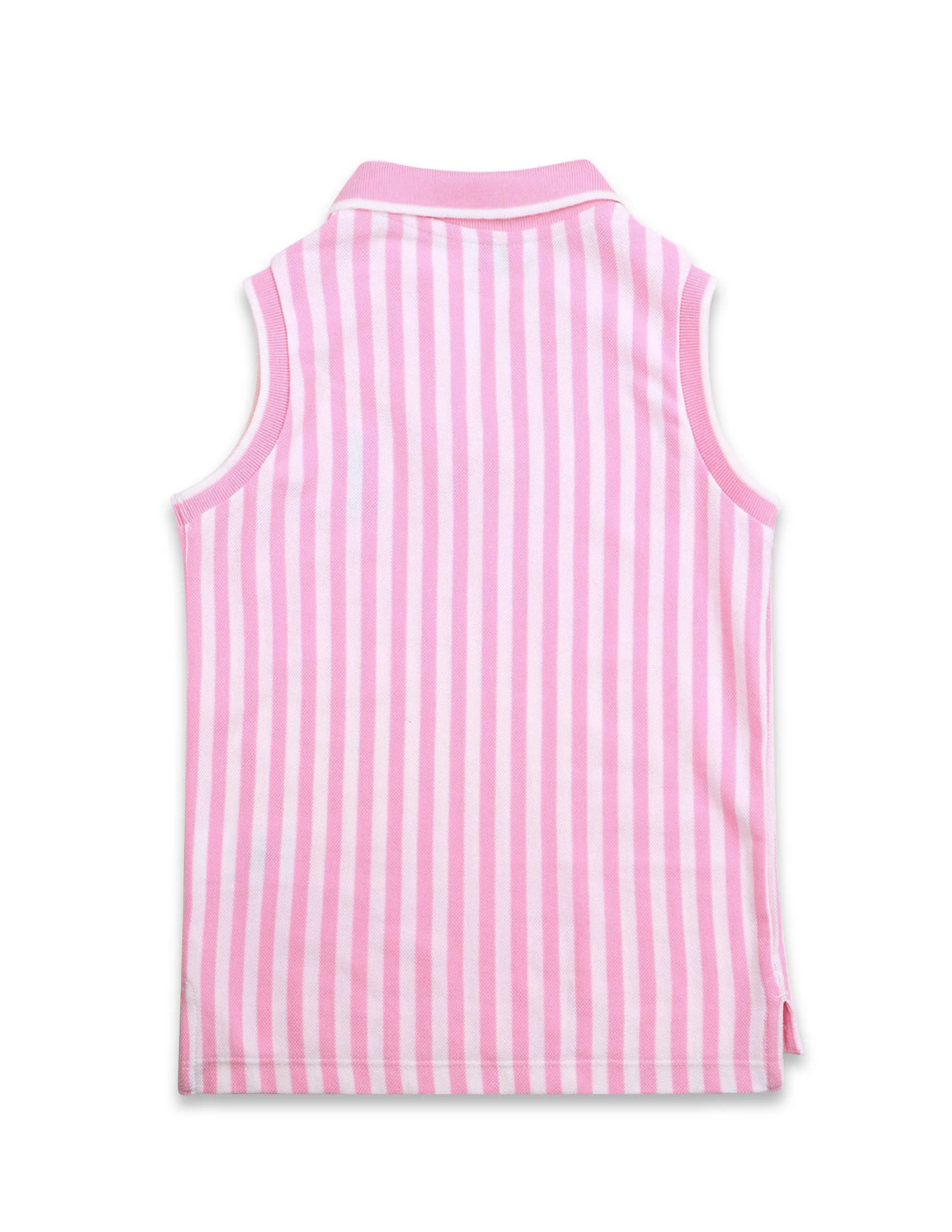 Girls Vertical Striped Polo Shirt - Image 7