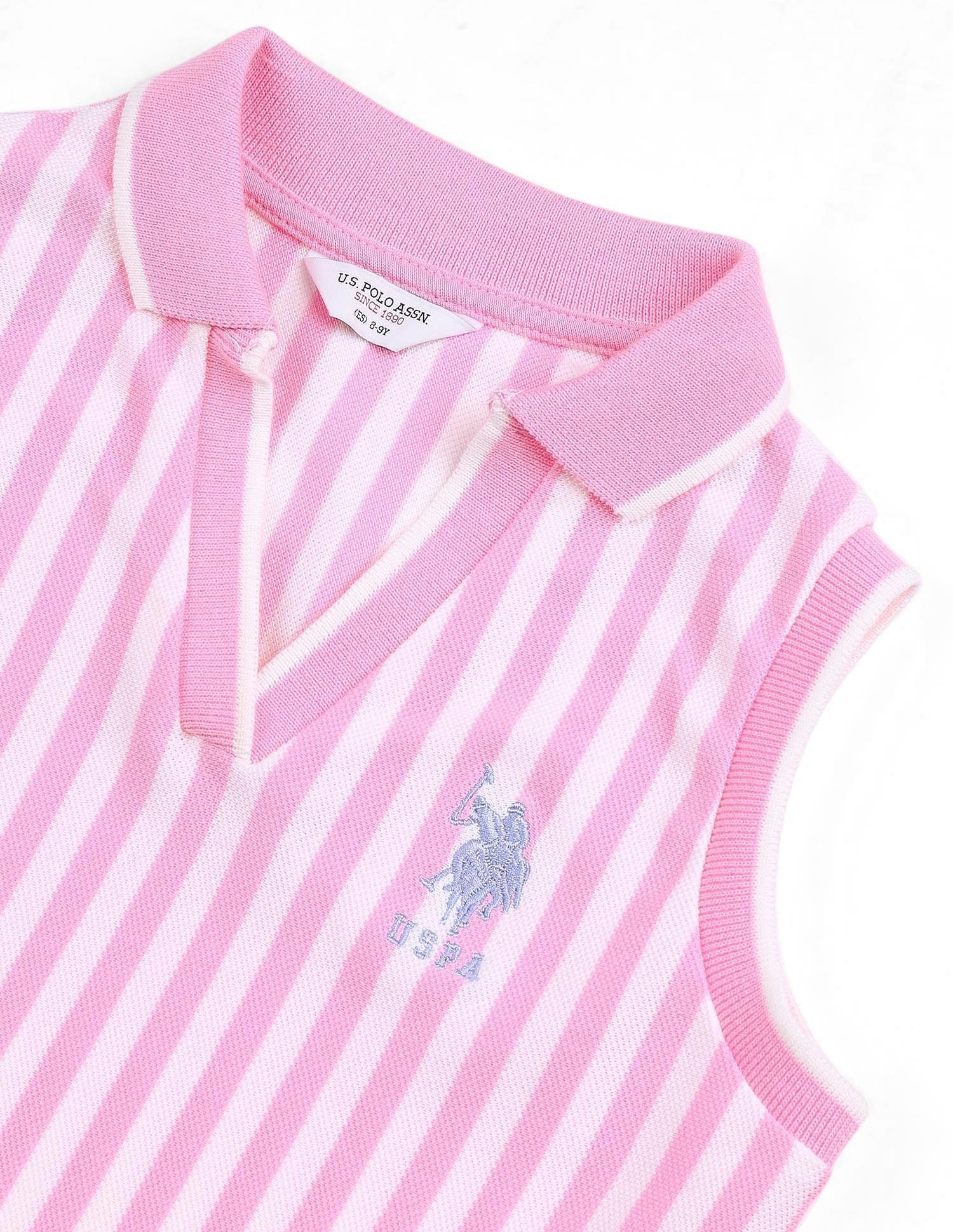 Girls Vertical Striped Polo Shirt - Image 8