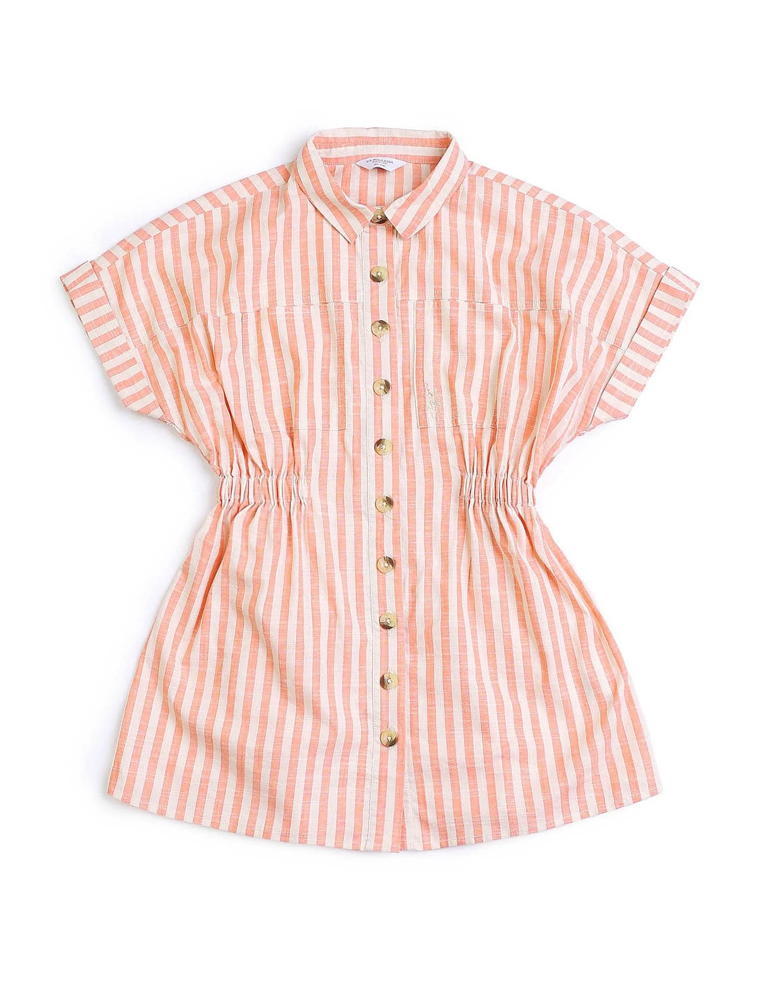 Girls Vertical Striped Shirt Dress - Image 6