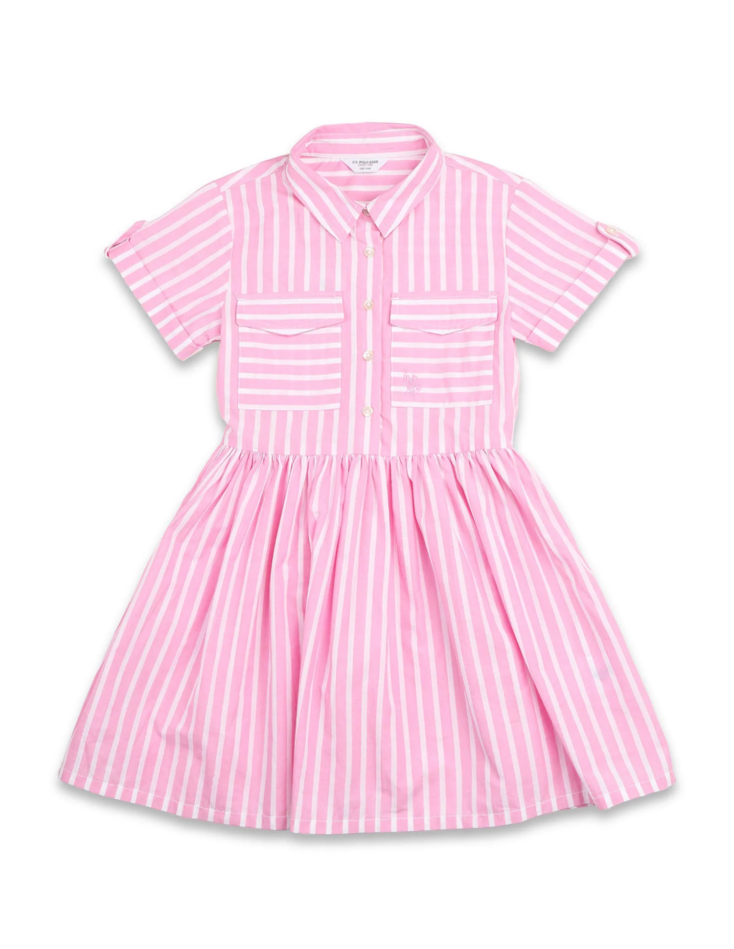 Girls Vertical Striped Shirt Dress - Image 6