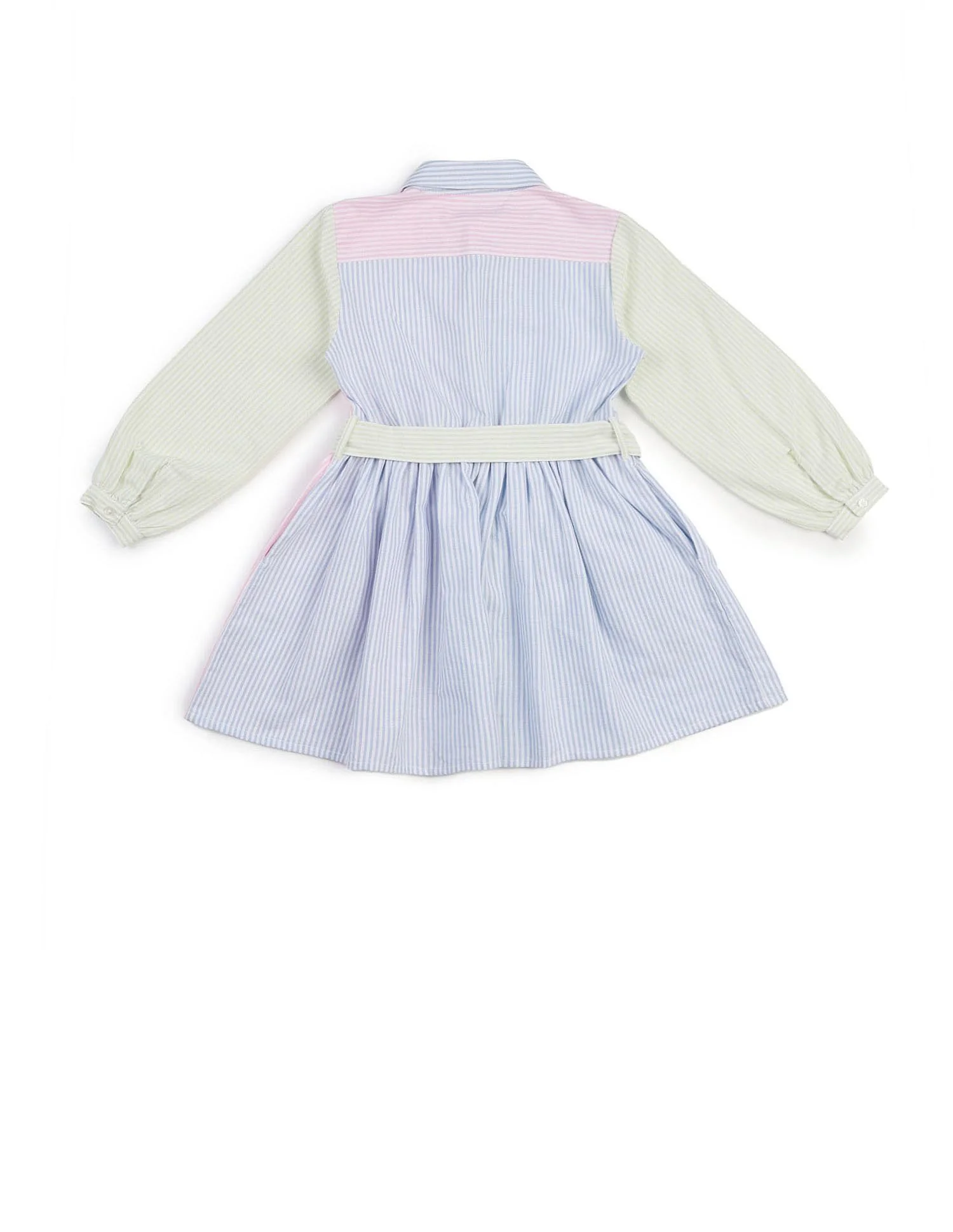Girls Vertical Striped Shirt Dress - Image 7