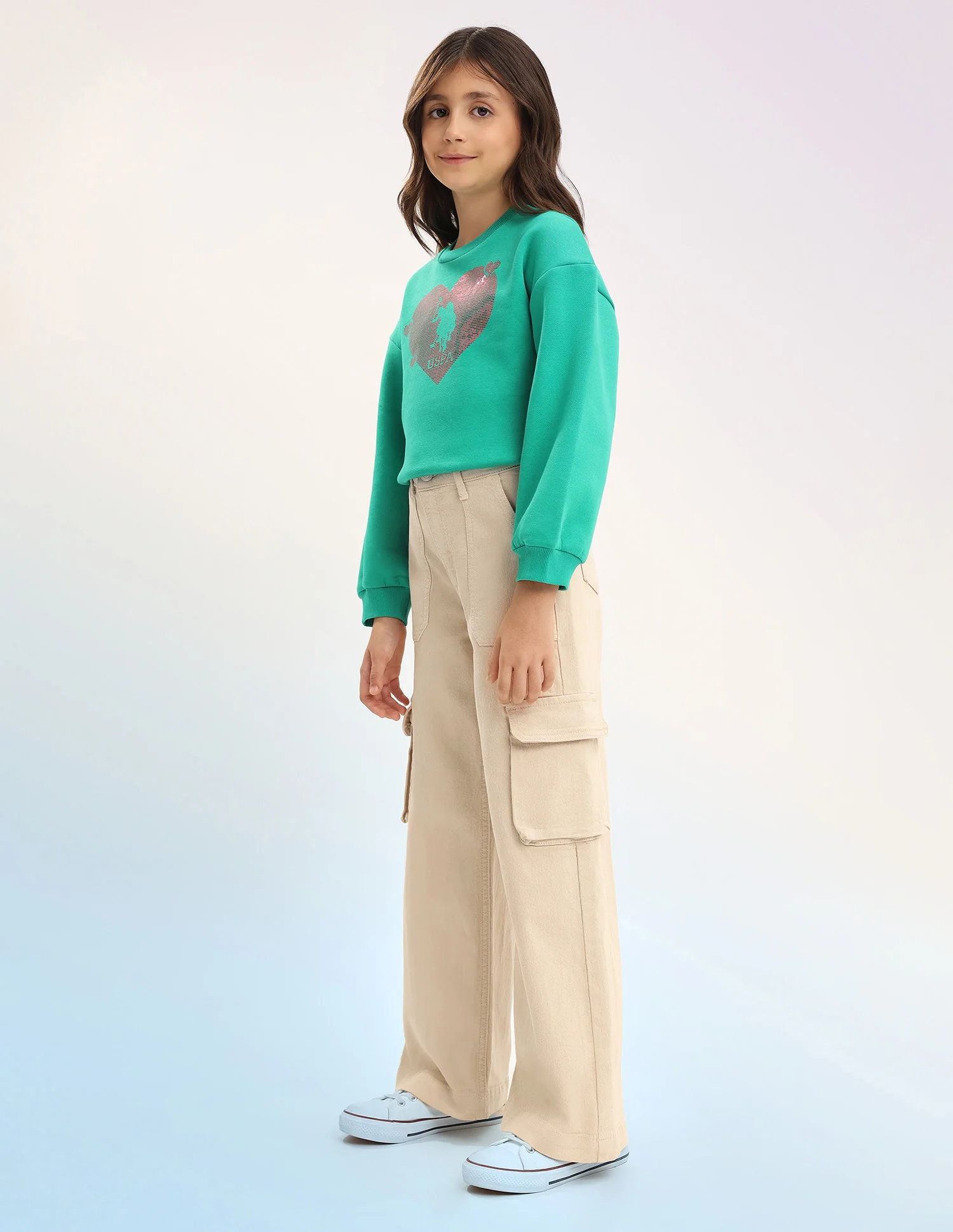 Girls Wide Leg Fit Beige Jeans - Image 4