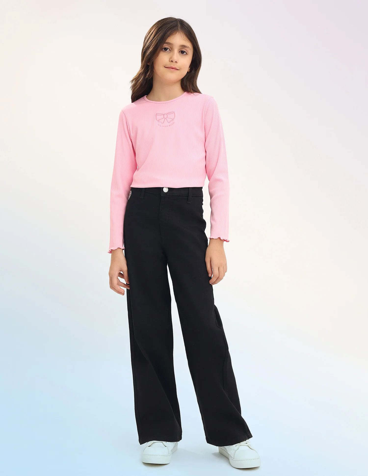 Girls Wide Leg Fit Black Jeans - Image 3