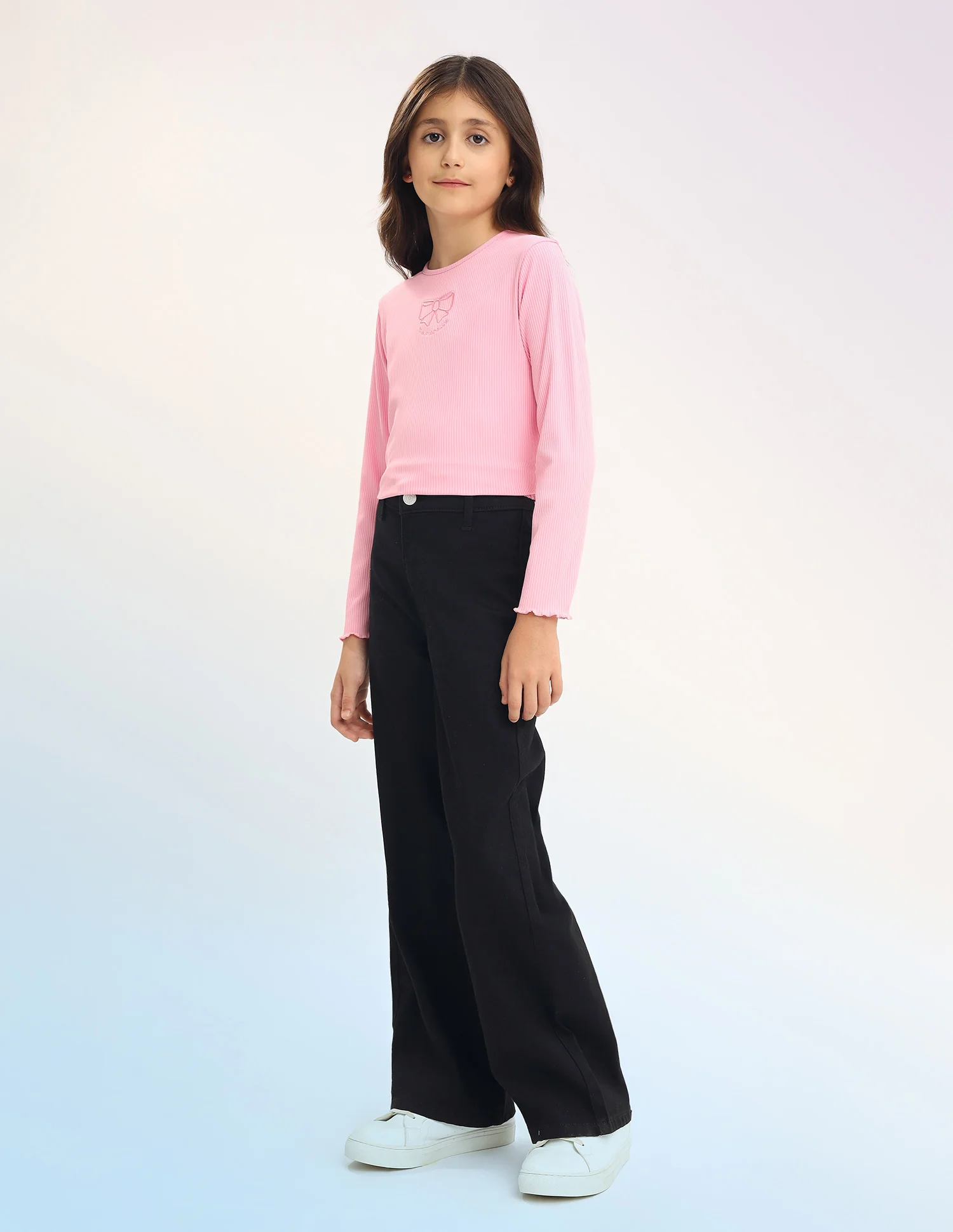 Girls Wide Leg Fit Black Jeans - Image 4